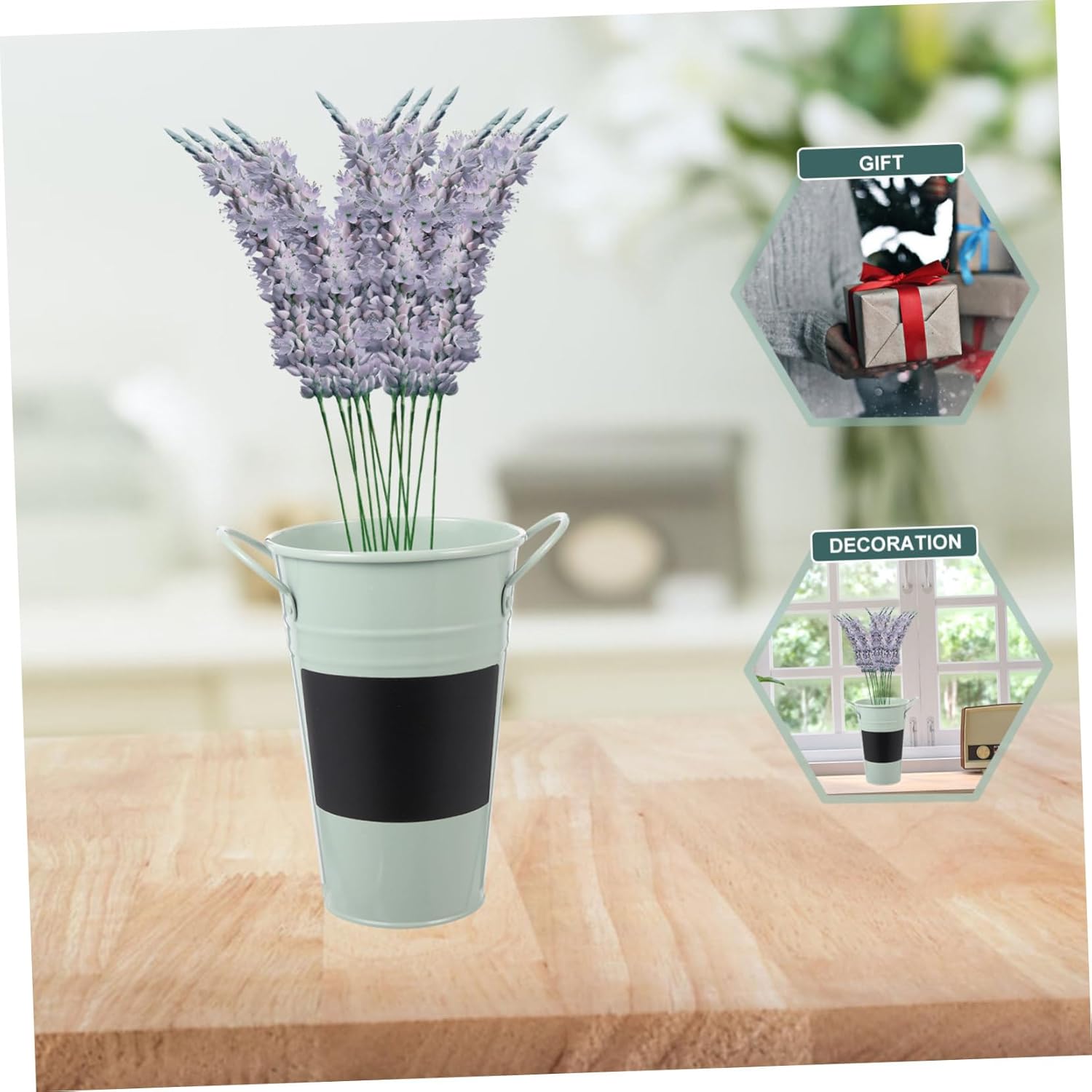 PRETYZOOM Iron Flower Bucket Vase Multi-Function Home Decor Mini Plant