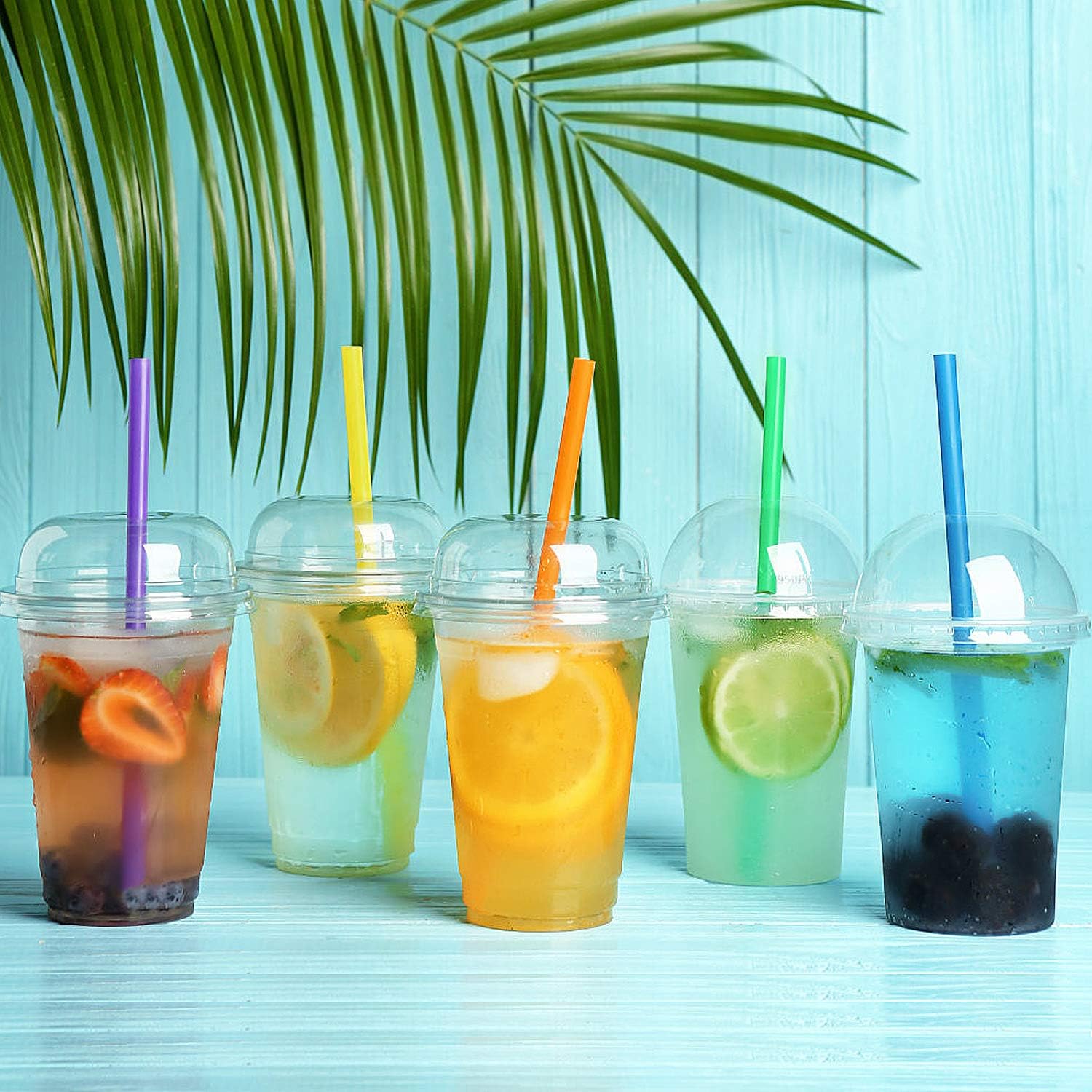 100 Pcs Jumbo Smoothie Straws Boba Straws,Individually Wrapped Multi C