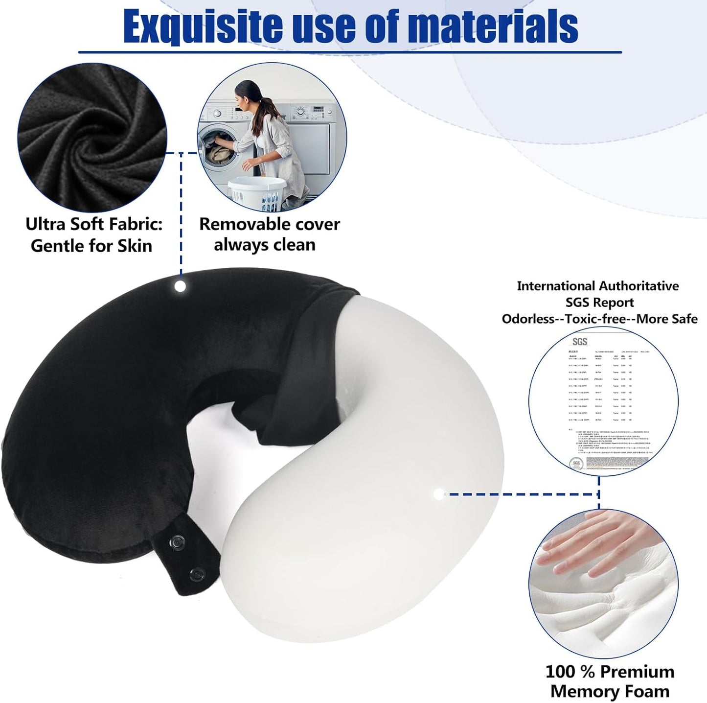 SAIREIDER Travel Pillow 100% Pure Memory Foam Travel Neck Pillow, Airp