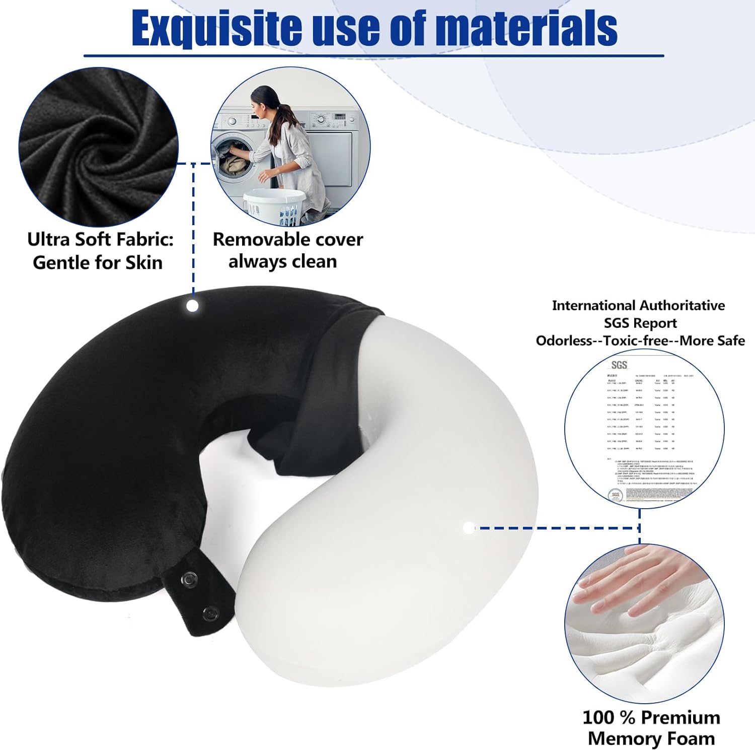 SAIREIDER Travel Pillow 100% Pure Memory Foam Travel Neck Pillow, Airp