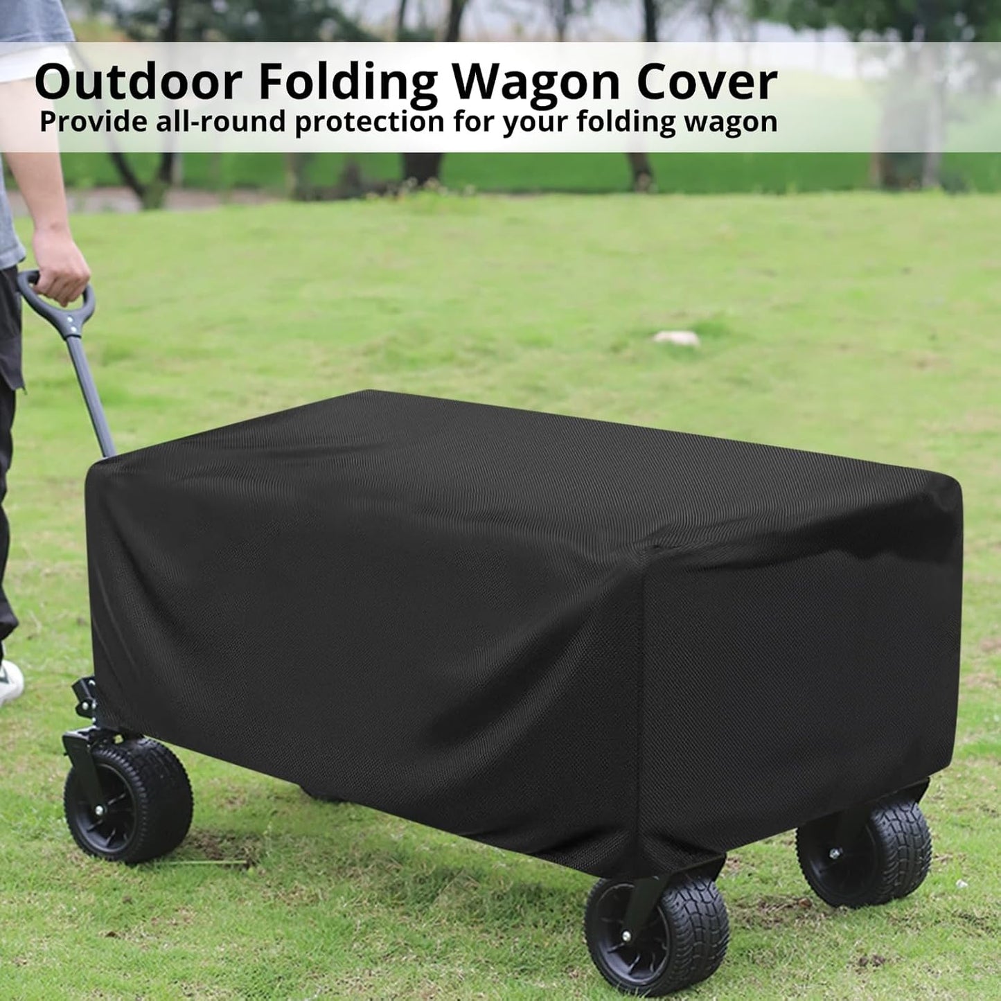 Extended Outdoor Folding Wagon Cover, 600D Oxford Cloth Protective Cover, 54×22×24" Waterproof Garden Cart Covers Heavy-Duty Dust-Proof Collapsible Wagon Carts