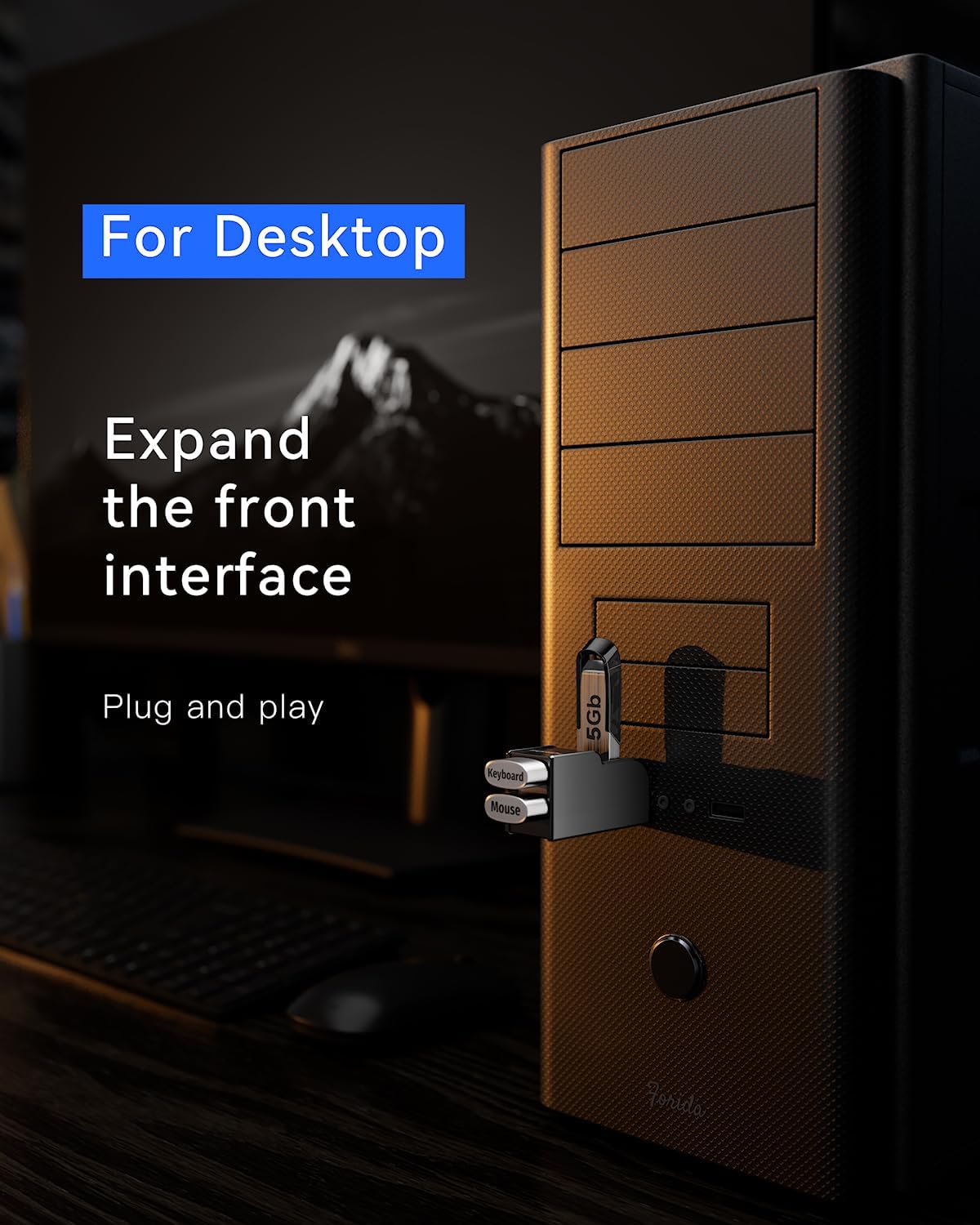 FORIDA 3 Ports USB Adapter, USB Hub with USB 3.0 and Double USB Adapte