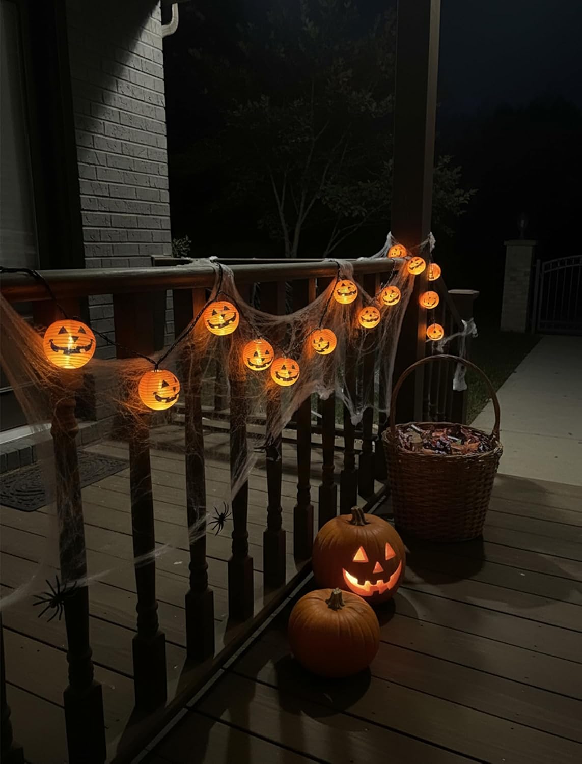 Halloween Outdoor Pumpkin String Lights, 8.5FT 10 Jack-o’-Lantern Lant