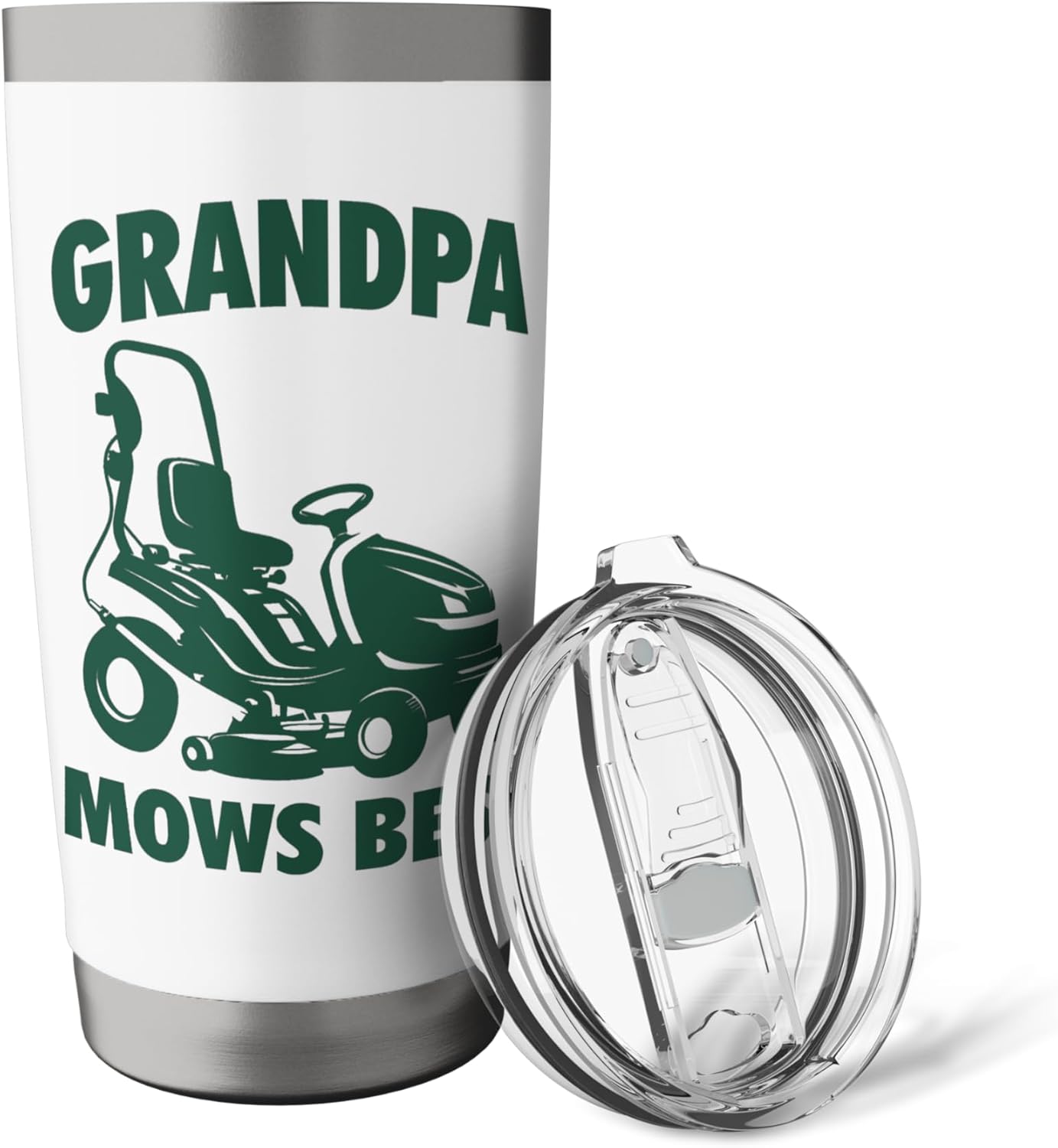 Grandpa Mows Best Lawn Care Mowing Landscaper Father's Day Stainless Steel Insulated Tumbler