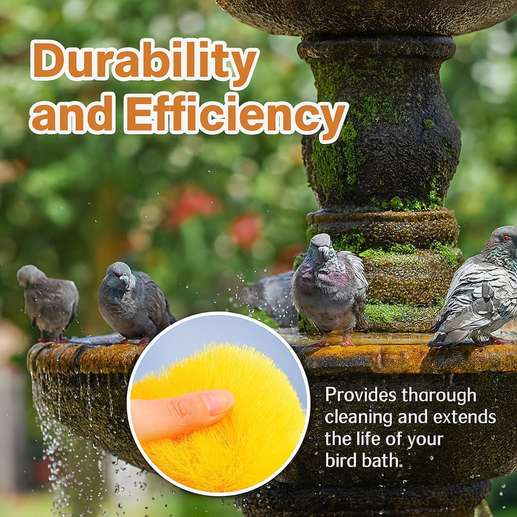 2 Pcs Bird Bath Brush Cleaner Safe for Birds Hard Bristle, Outdoor Fountain Cleaning Brush Accessories