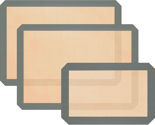 Silicone Baking Mat, 3 Pack Reusable Baking Sheet, Non-Stick ＆ Food Sa