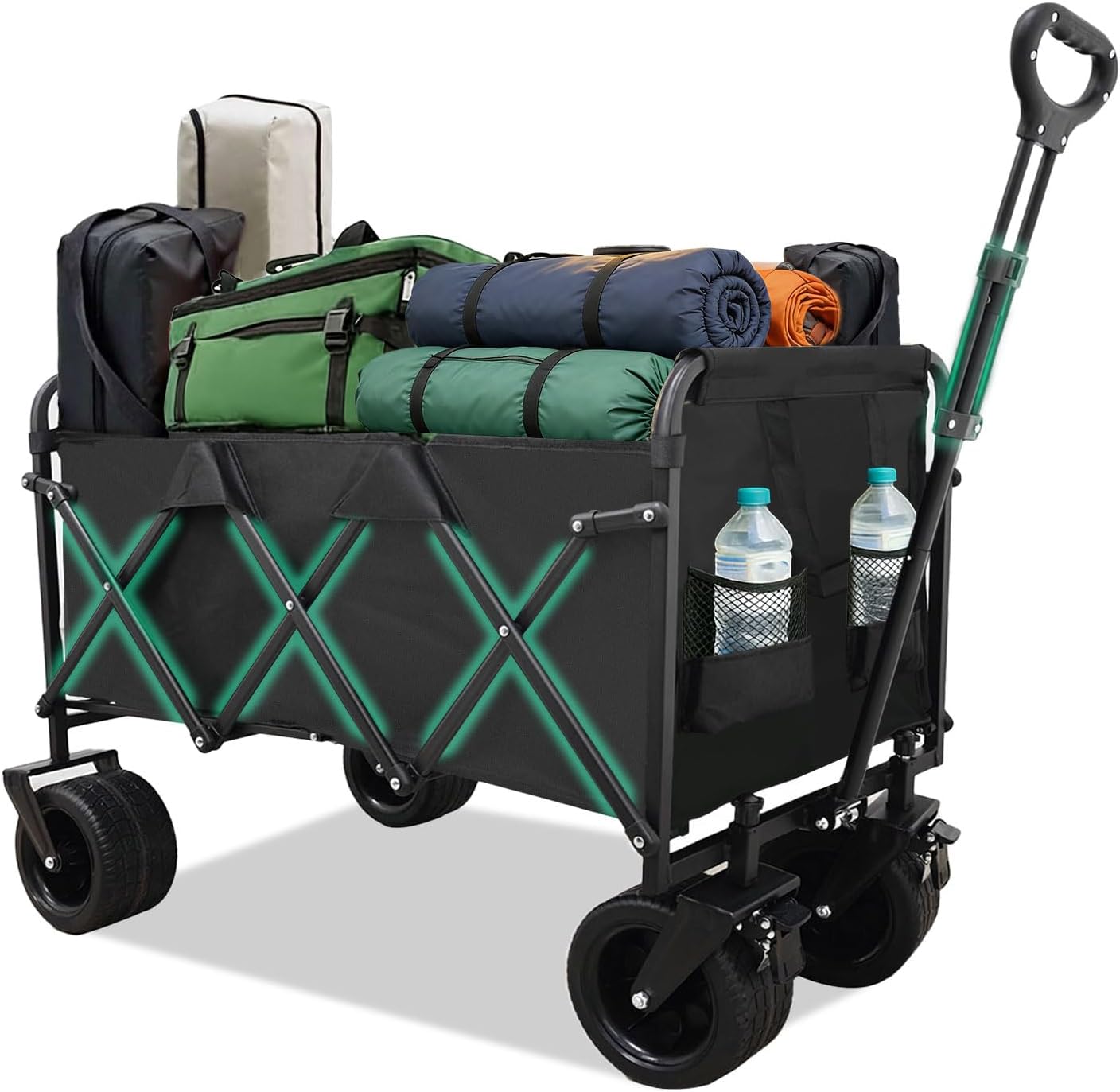 Collapsible Wagon Cart,Heavy Duty Wagon Carts Foldable,with Big All-Te