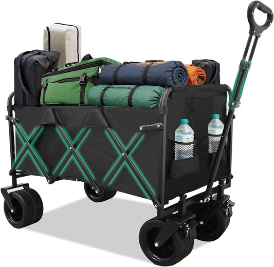 Collapsible Wagon Cart,Heavy Duty Wagon Carts Foldable,with Big All-Te