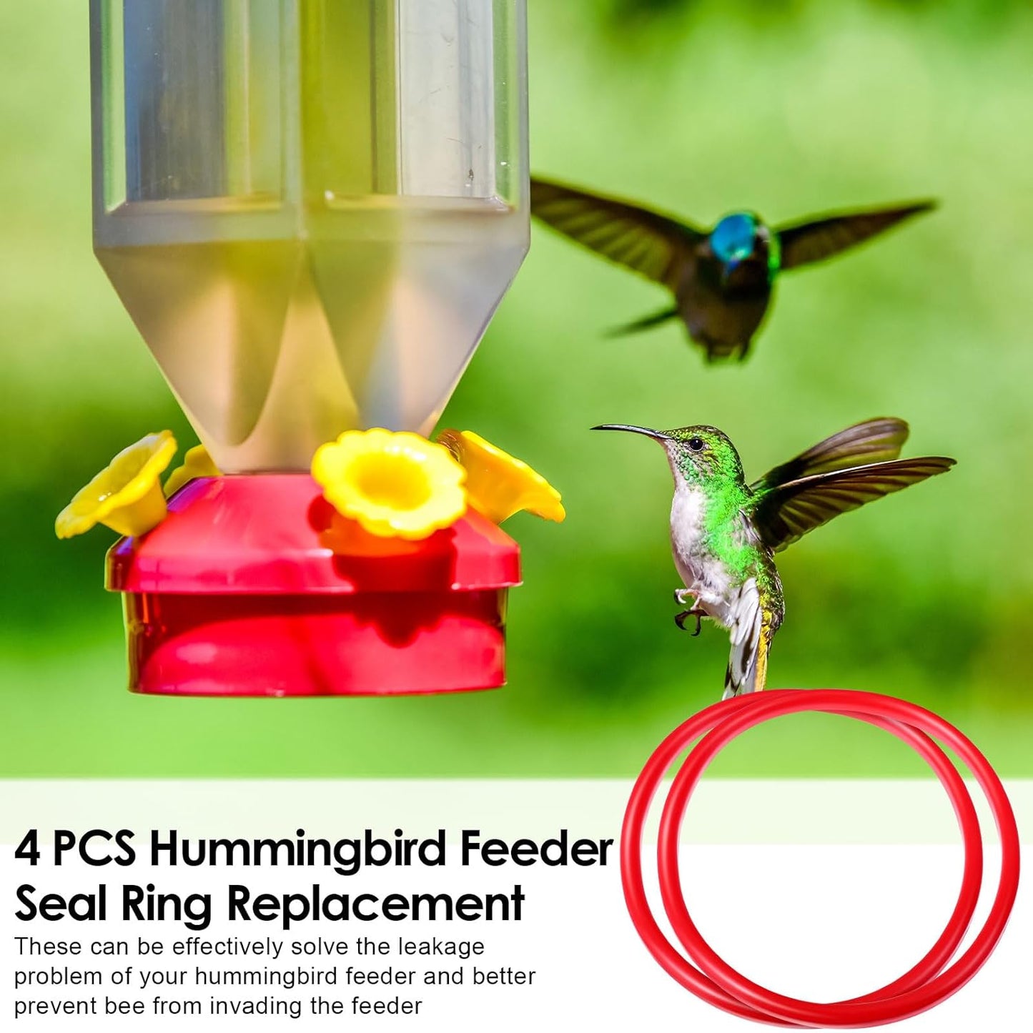 Hummingbird Feeder Seal Ring Replacement Part Hummingbird Feeder Ring Parts Base Seal Ring Bottom Rubber Gasket Seal(4 Pcs)