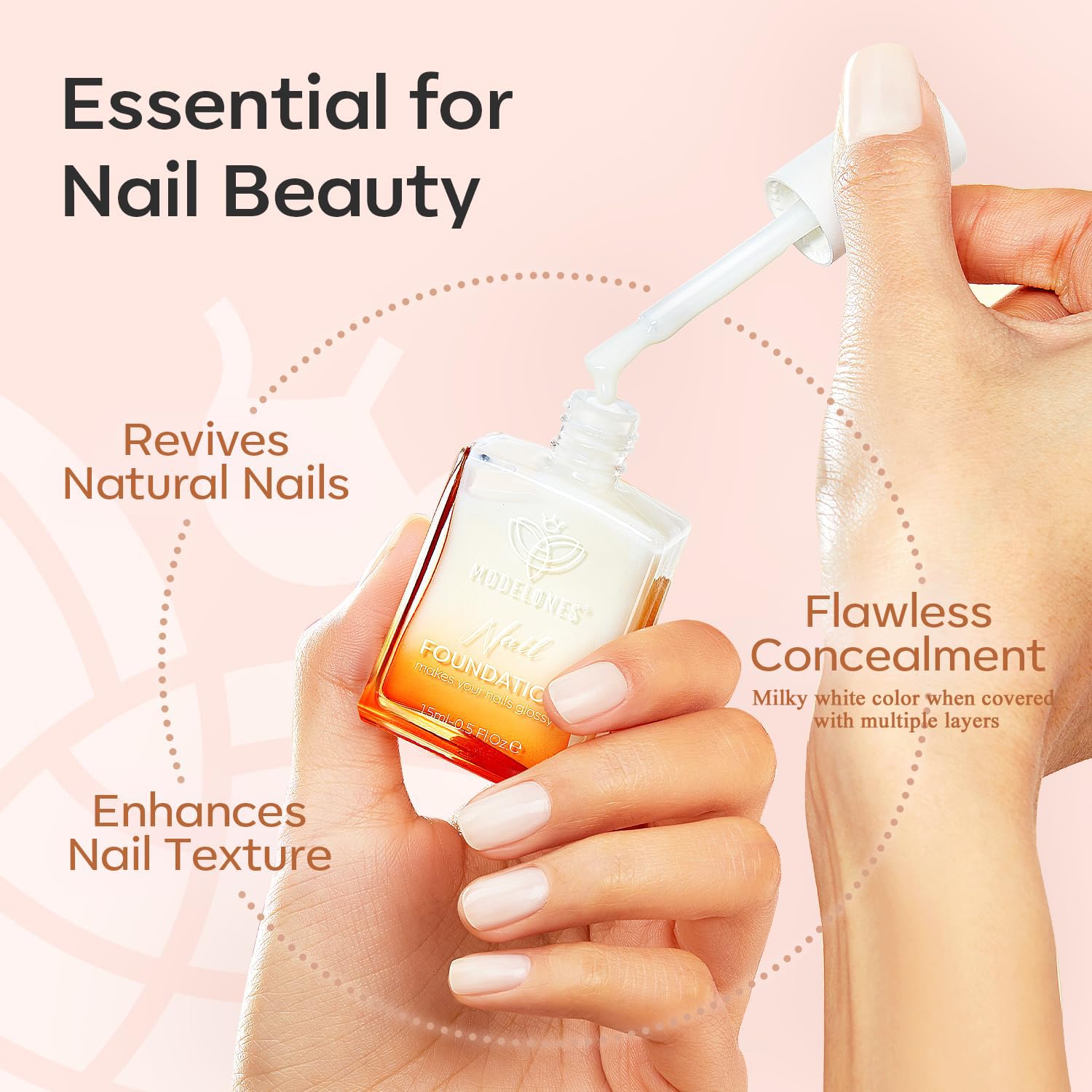 modelones Nail Strengthener, Milky White Nail Polish Nail Repair for D