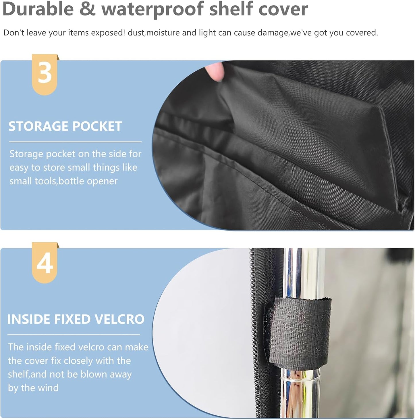 Waterproof Shelf Cover,Outdoor 600D Heavy Duty Dustproof Storage Shelves Cover,36''x18''x62'' Shelf Covers for Wire Shelving with Zippers,Storage Rack Covers with Clear Front