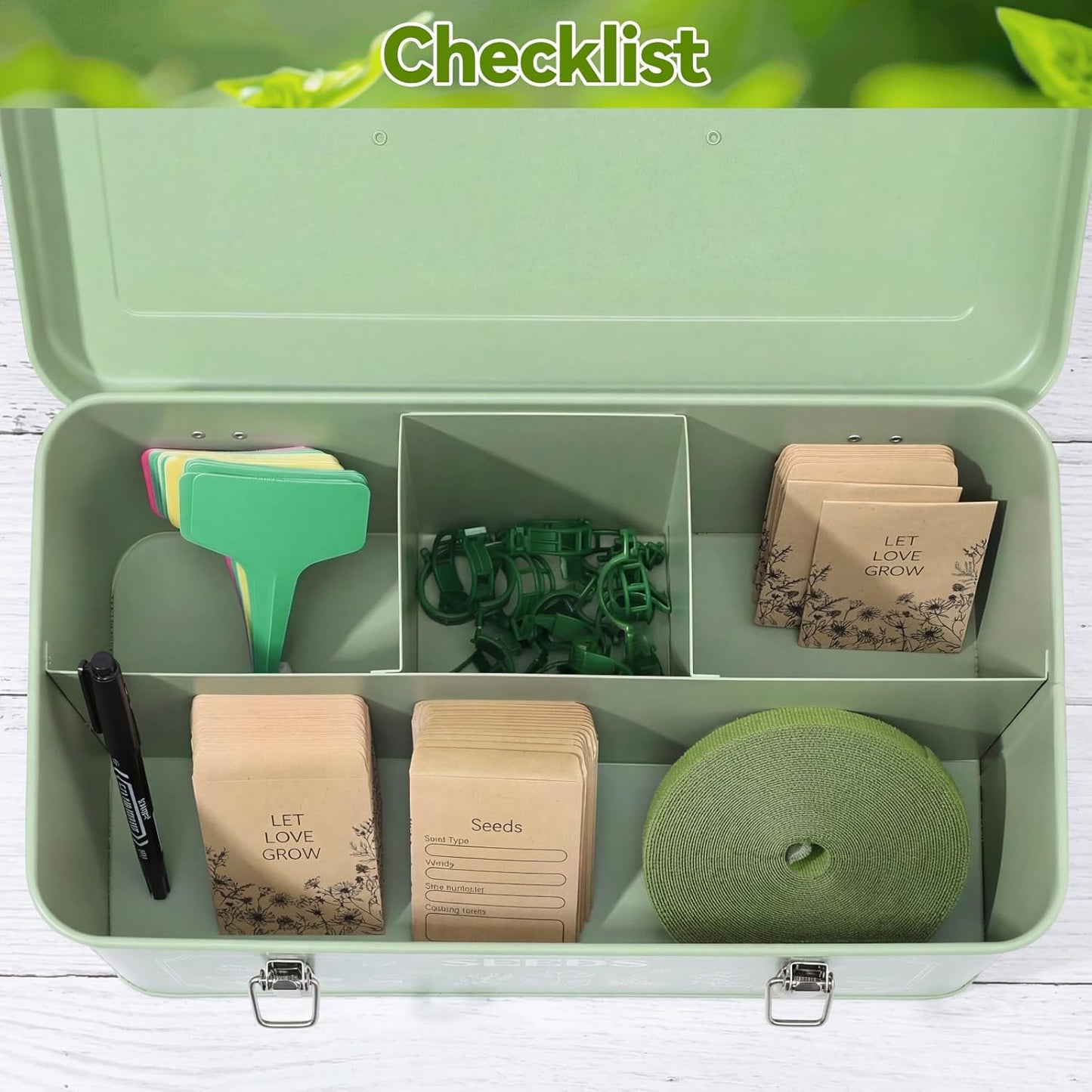 Pimoys Seed Storage Organizer, Metal Seed Saving Box with Lid, Seed Ba