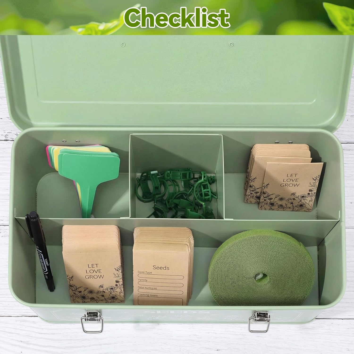 Pimoys Seed Storage Organizer, Metal Seed Saving Box with Lid, Seed Ba