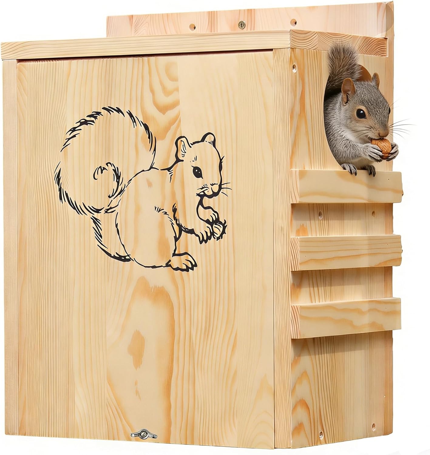 Squirrel House for Outside, Nesting Box with Predator Guard, Weatherpr