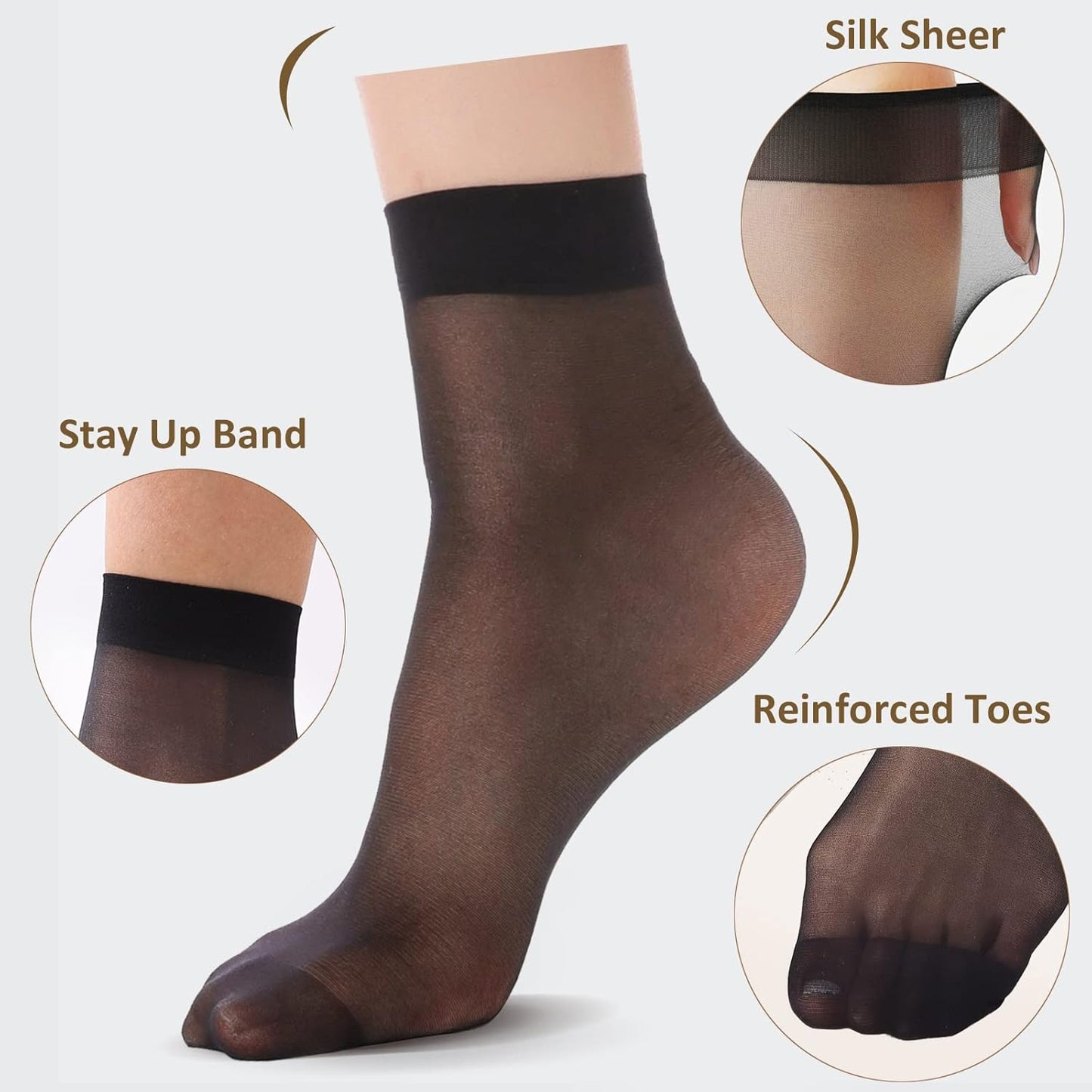 YAGAXI Women's Everyday Sheer Ankle Nylon Soft socks - 9 Pairs 20D Rei