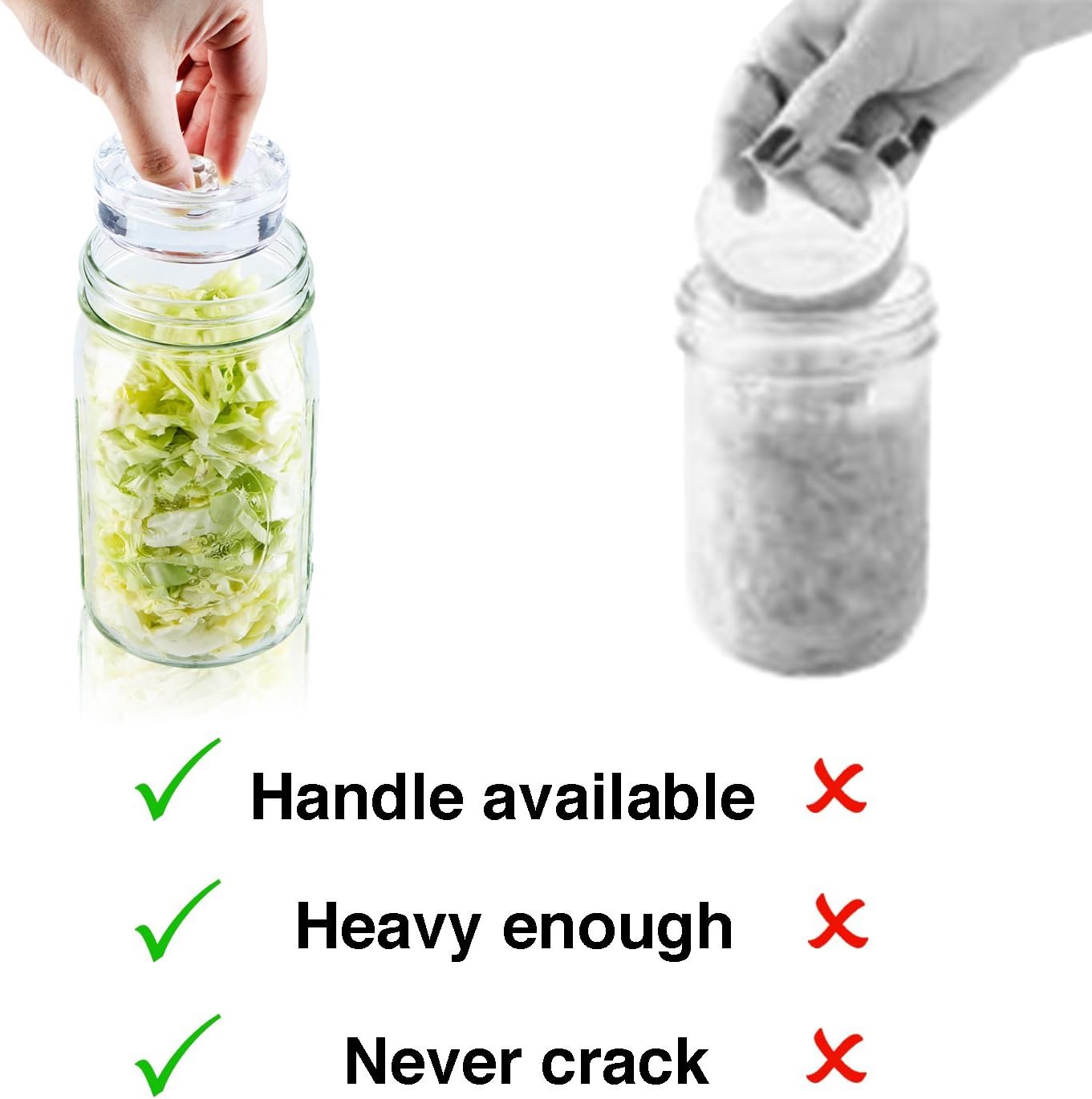 4-Pack of Fermentation Glass Weights with Easy Grip Handle for Wide Mouth Mason Jars