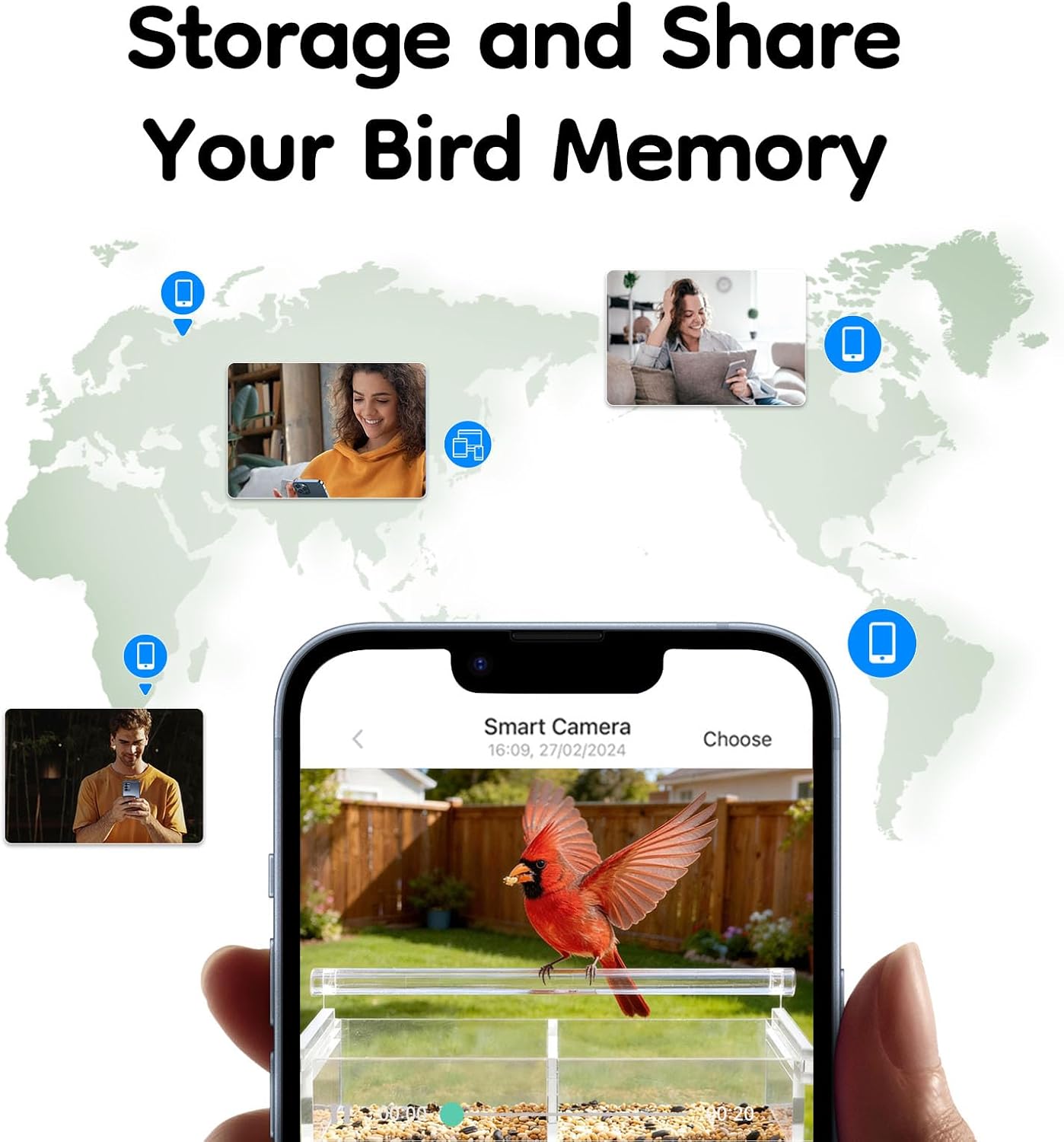 Window Bird Feeder with Camera, Window BirdFeeders with Strong Suction Cups, Birdhouse AI Bird Identifier & 2K HD Auto-Capture, Video Unique for Parents, Birding Lovers