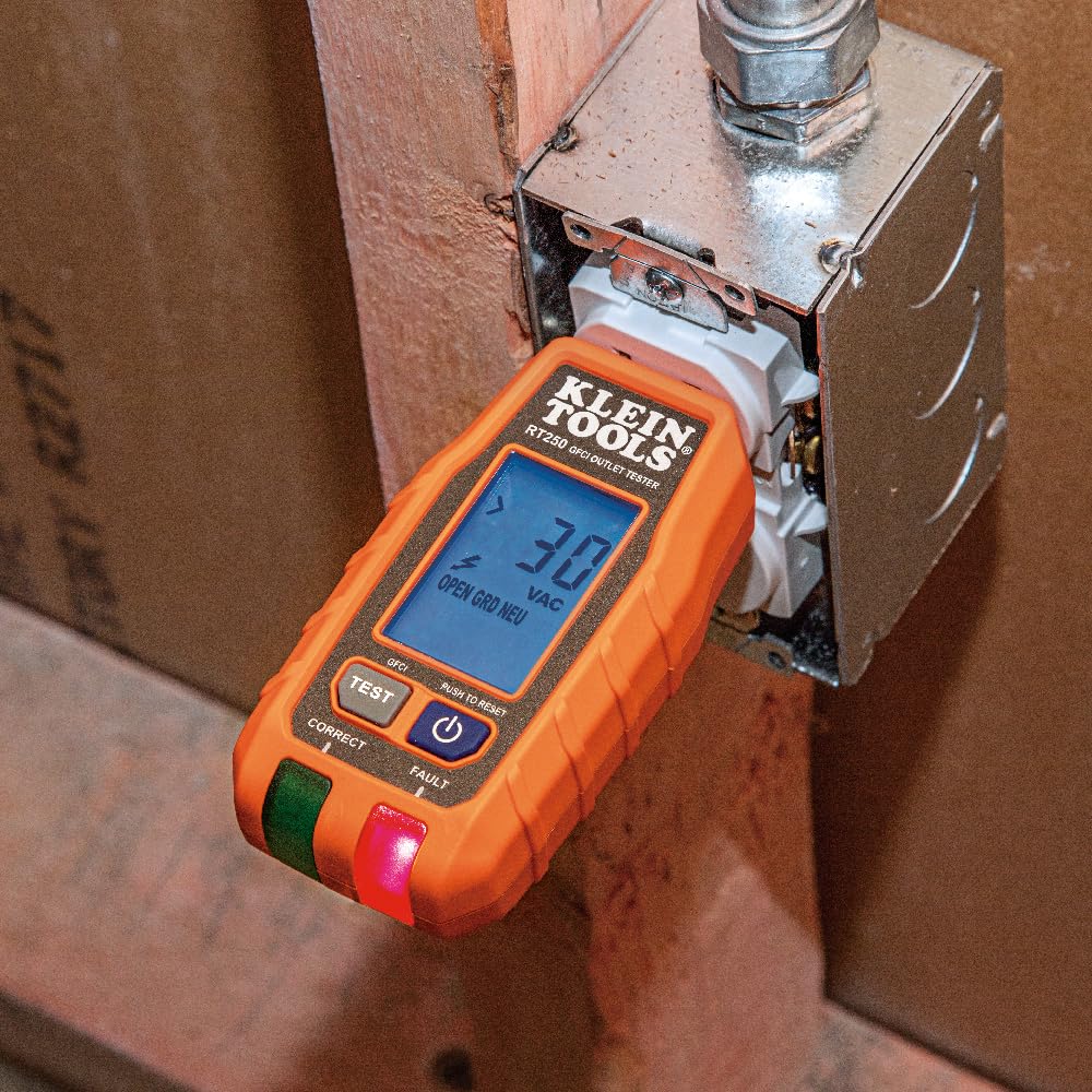 Klein Tools RT250 GFCI Outlet Tester with LCD Display, Electric Voltag