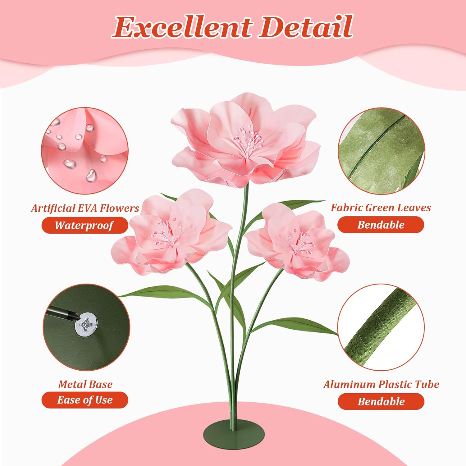 Giant Artificial Flowers for Decoration, 5.6 Ft Waterproof EVA Large F