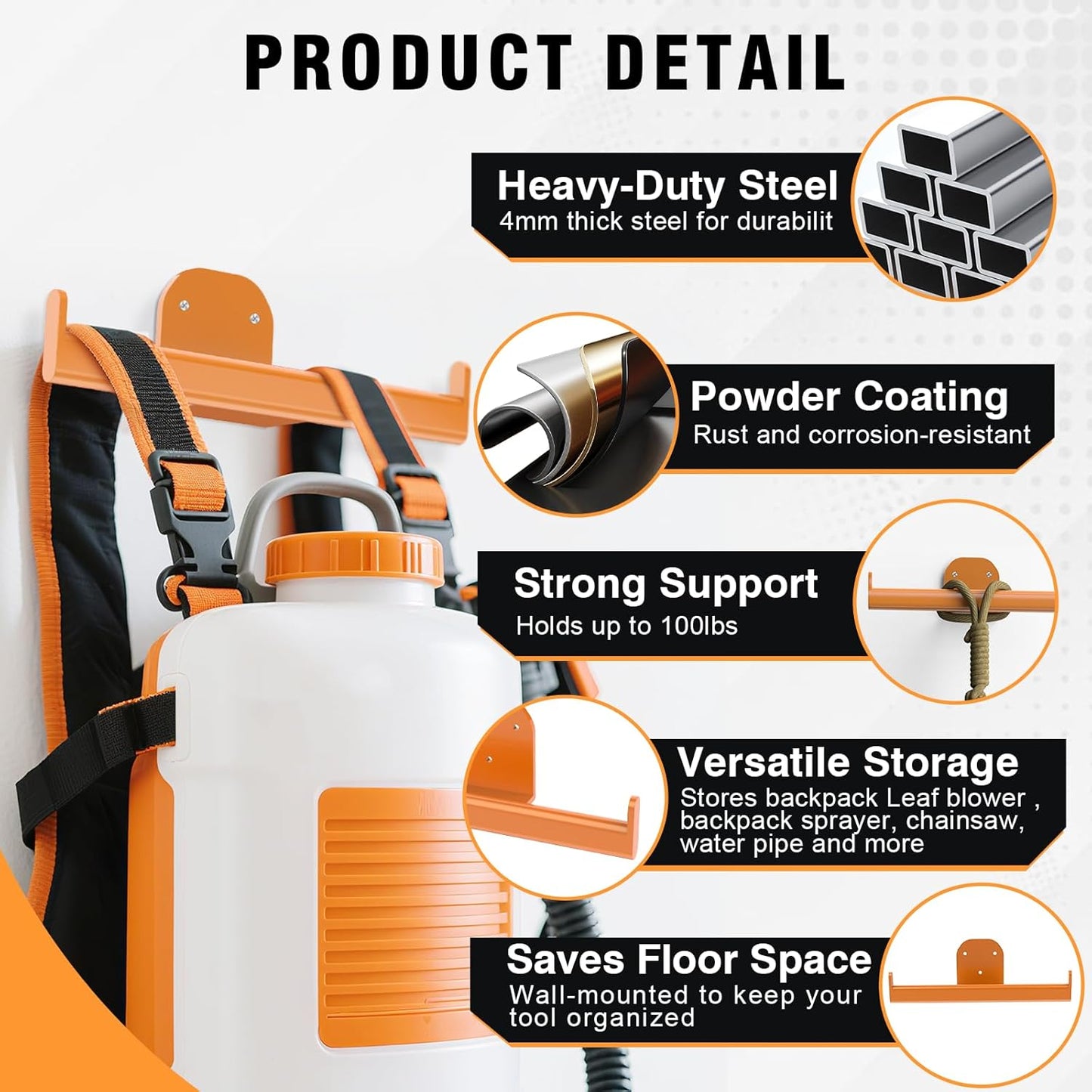 Backpack Leaf Blower Hanger, Backpack Sprayer Wall Mount, Lawn Care Ac