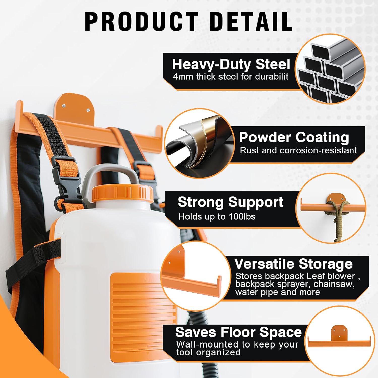 Backpack Leaf Blower Hanger, Backpack Sprayer Wall Mount, Lawn Care Ac