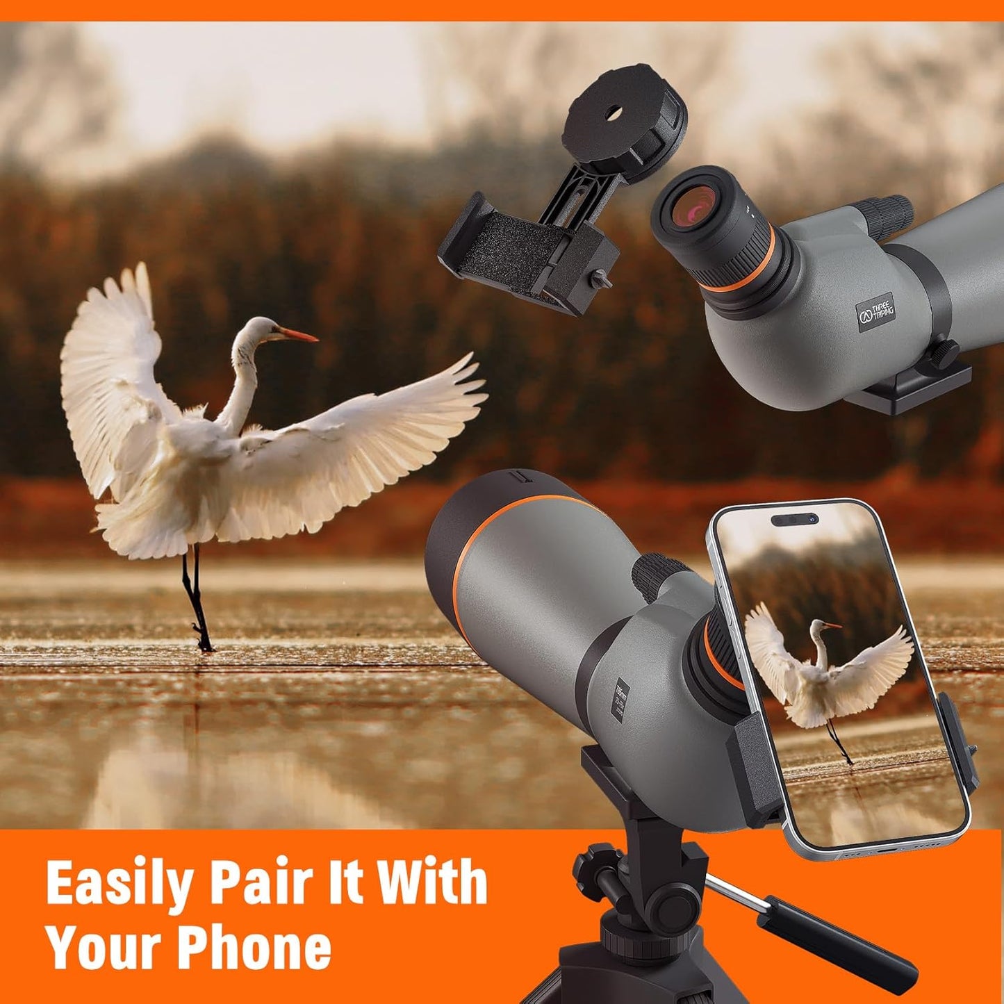 Spotting Scope 25-75x85, Dual Focusing Spotting Scopes with BAK4 Prism & FMC Lens, Tripod, Phone Adapter and Carrying Case, Spotter Scope for targeting, Bird Watching, Wildlife