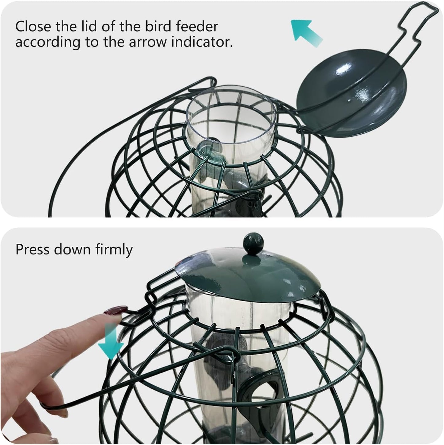 Squirrel Proof Bird Feeder - Outdoor Hanging Wild Bird Feeder, Large Capacity Weatherproof Tube Feeder with Base Tray, Finch Birdfeeder, Green