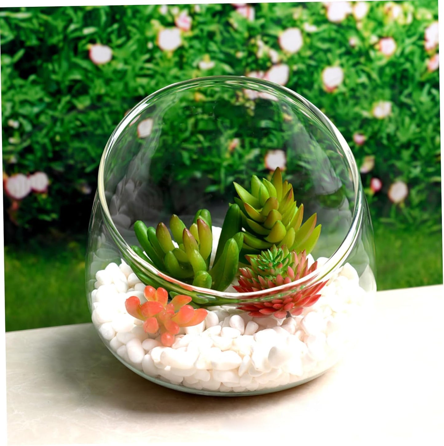 HANABASS Glass 1pc Wedding Cut Event Candle Orb Fish Indoor Floral Containers Slant Bowl Stand Bottle Plant Vase Center Micro Decoration Globe Lifelike Succulents Home Decor