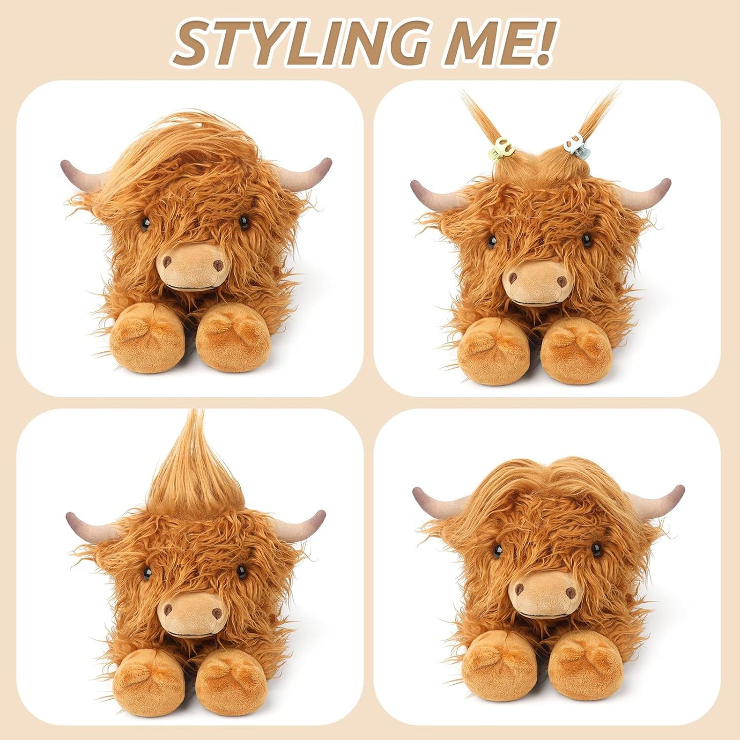 Highland Cow Stuffed Animals, Microwavable Stuffed Animals Heating Pad