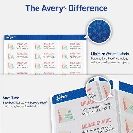 Avery Printable Address Labels with Sure Feed, 1" x 2-5/8", Matte Clea