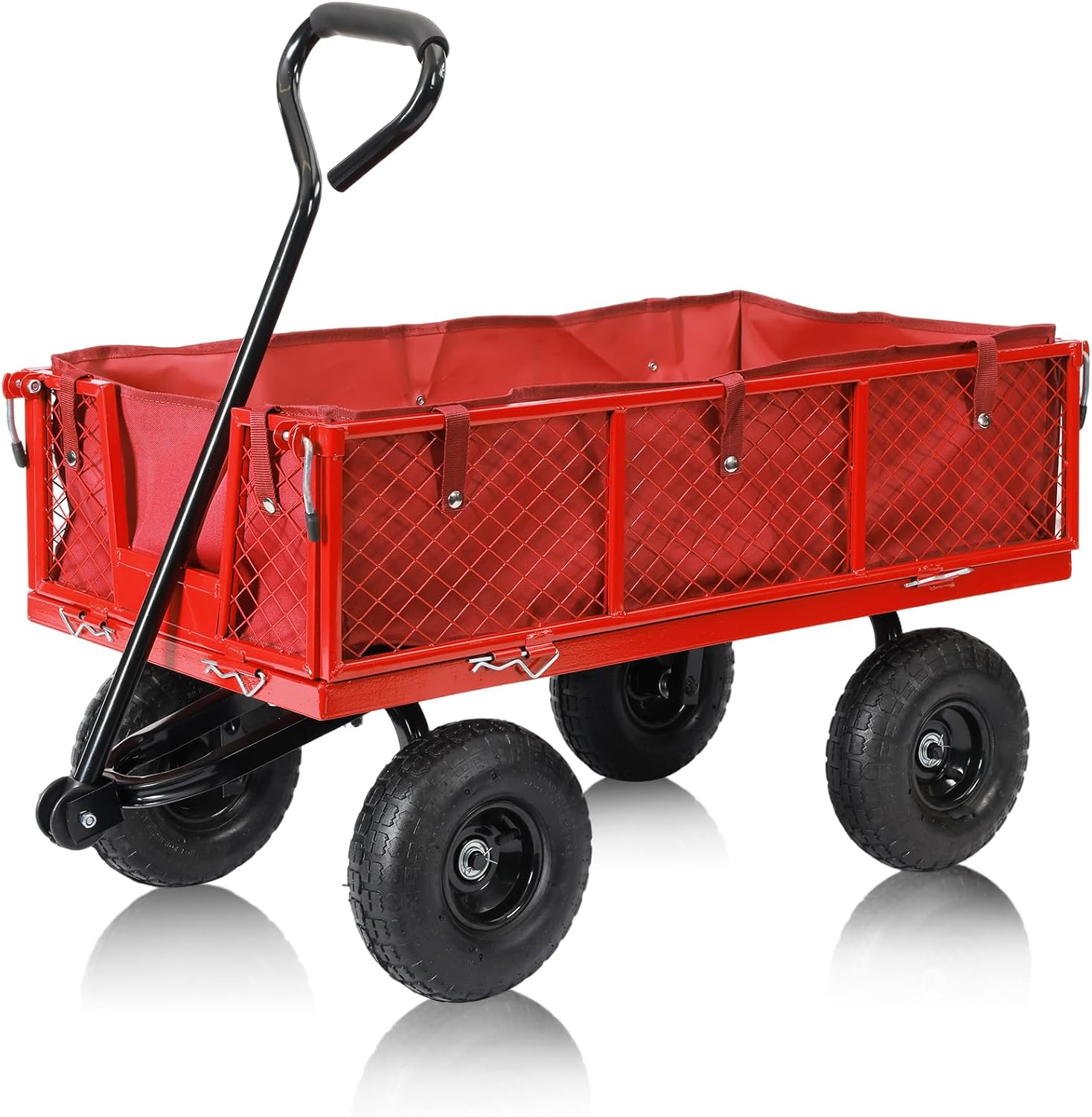 SUNNYFEEL 500 Lbs Capacity Heavy Duty Mesh Steel Garden Cart,Folding U