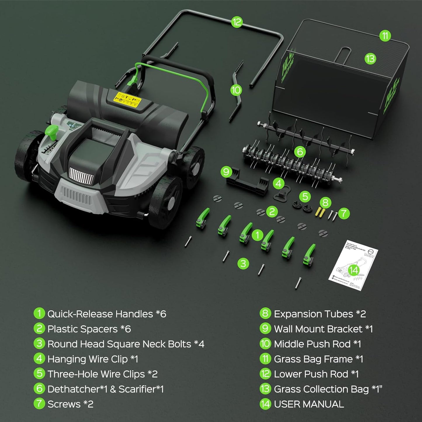 2026 Upgrade 16-Inch 15.5 Amp 2-in-1 Electric Dethatcher and Scarifier