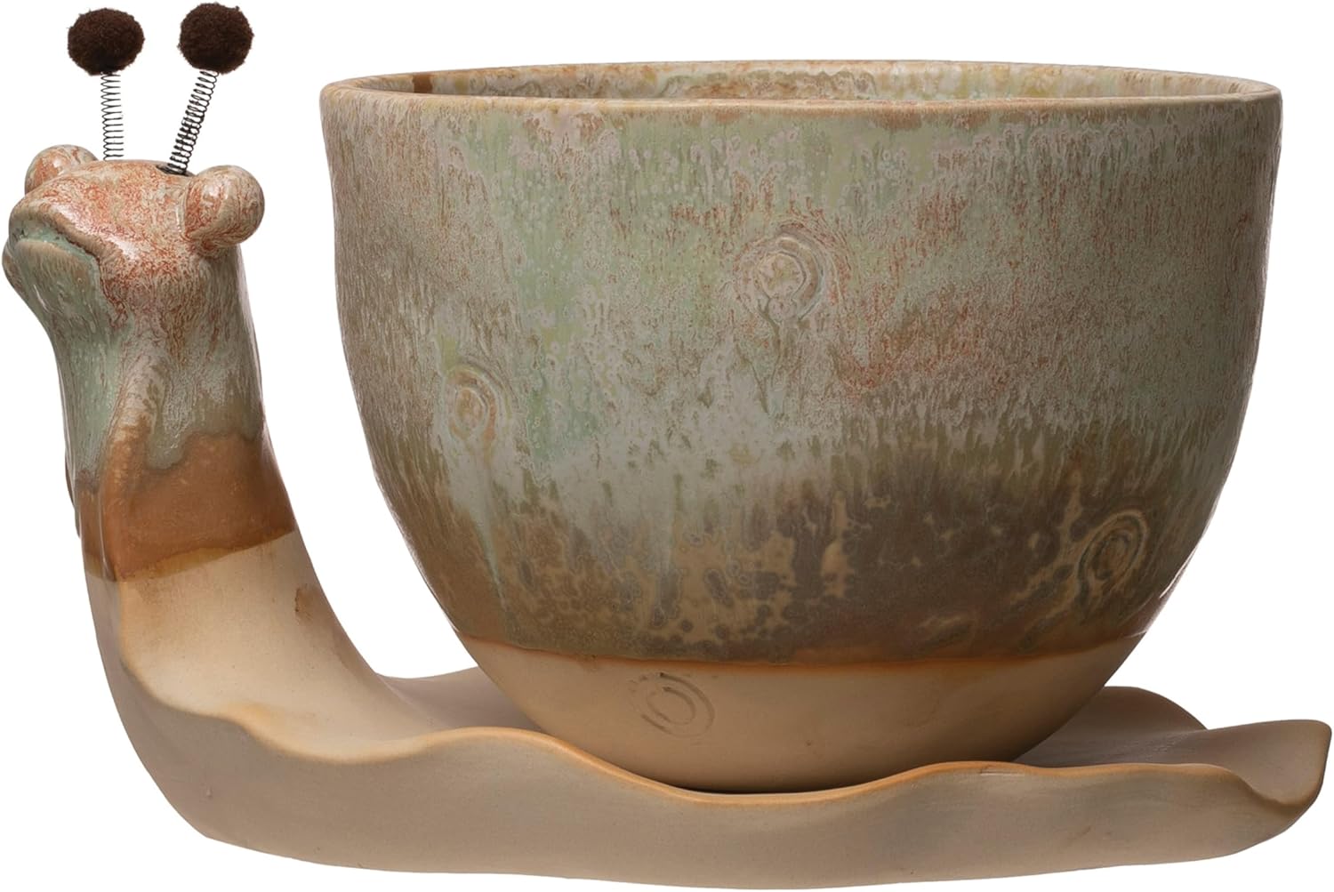 Creative Co-Op Stoneware Snail Planter, Reactive Glaze, (Each One Will