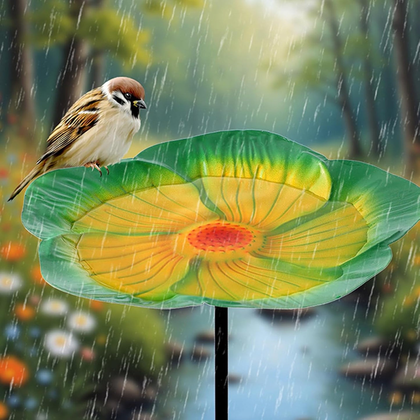 Weatherproofed Iron Bird Feeders with Flower Hanging Enhances Garden Aesthetic Birdwatcher Essential Decorative Outdoor Bird Feeders