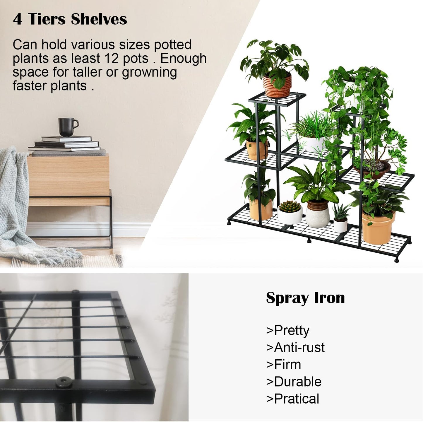 Twhep Metal Plant Stand, 5 Tiers Multifunctional Plant Stands for Indo