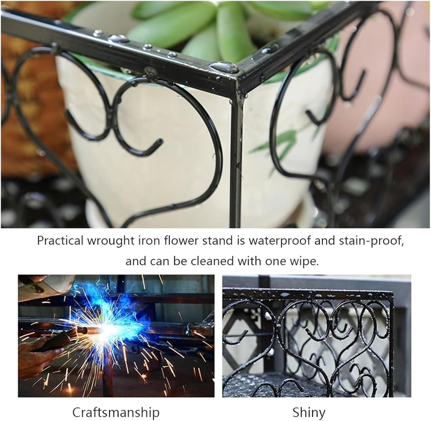 Wrought Iron Railing Planter - Space-Saving Fence Planters & Balcony Flower Stand for Succulents - 20x30x12cm Hanging Plant Shelf, Perfect Indoor/Outdoor Garden Decor