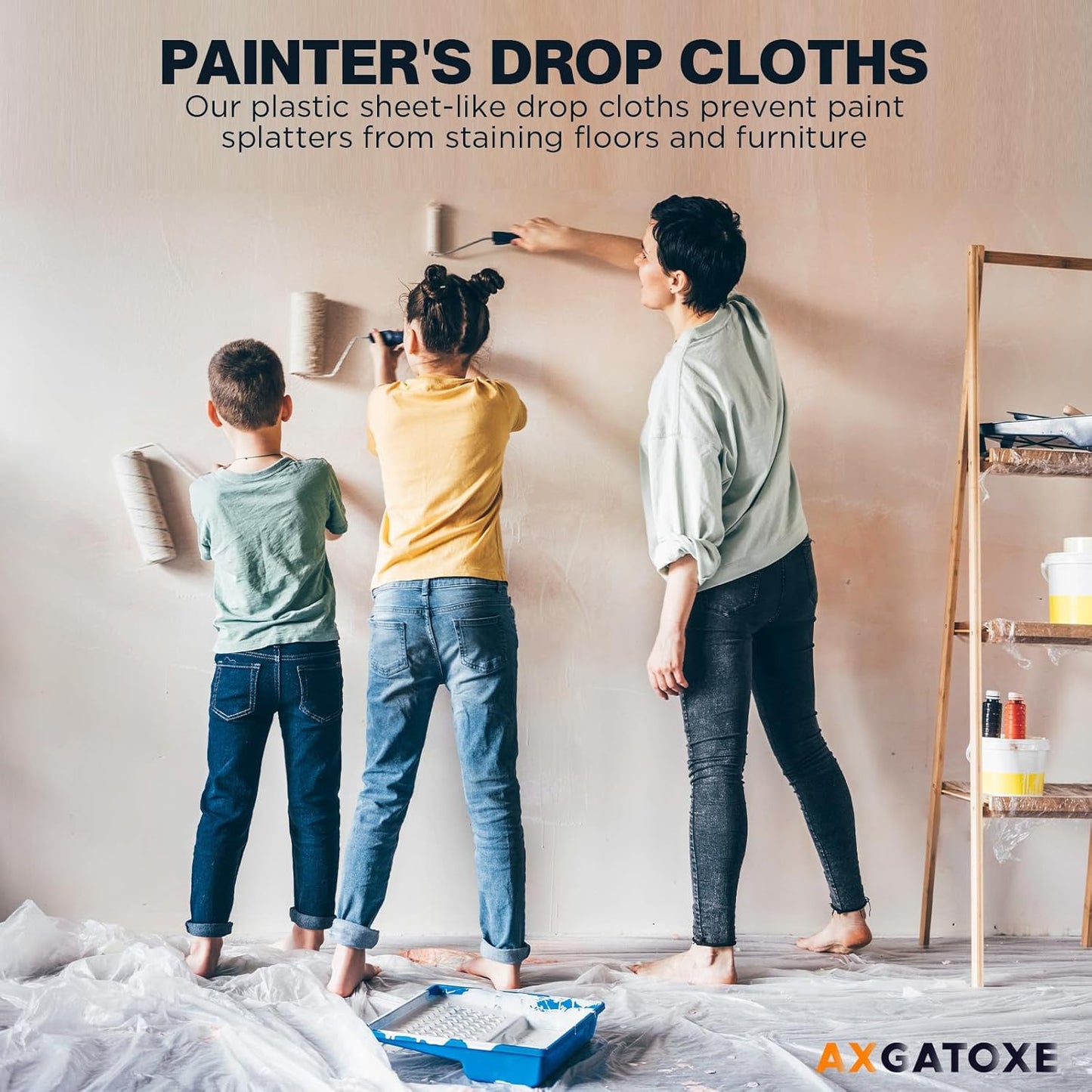 12 x 9 Ft Plastic Drop Cloths (6-Pack) - Disposable Painter's Sheeting