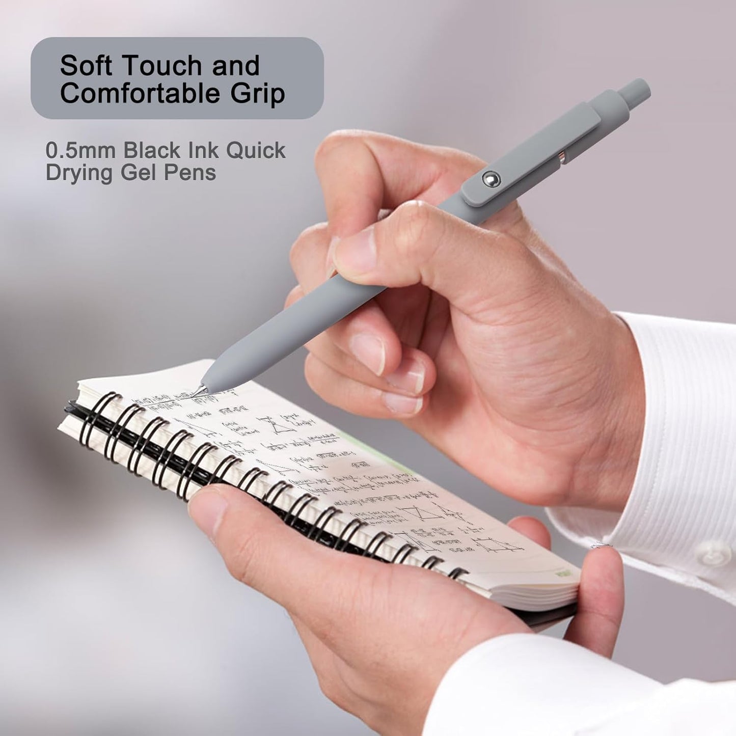 FIOVER 5pcs Gel Pens Quick Dry Ink Pens Fine Point Premium Retractable
