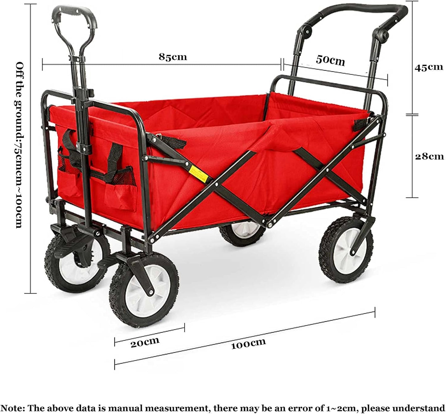 Heavy-Duty Outdoor Fold Up Wagon Portable with Adjustable Handle Sport