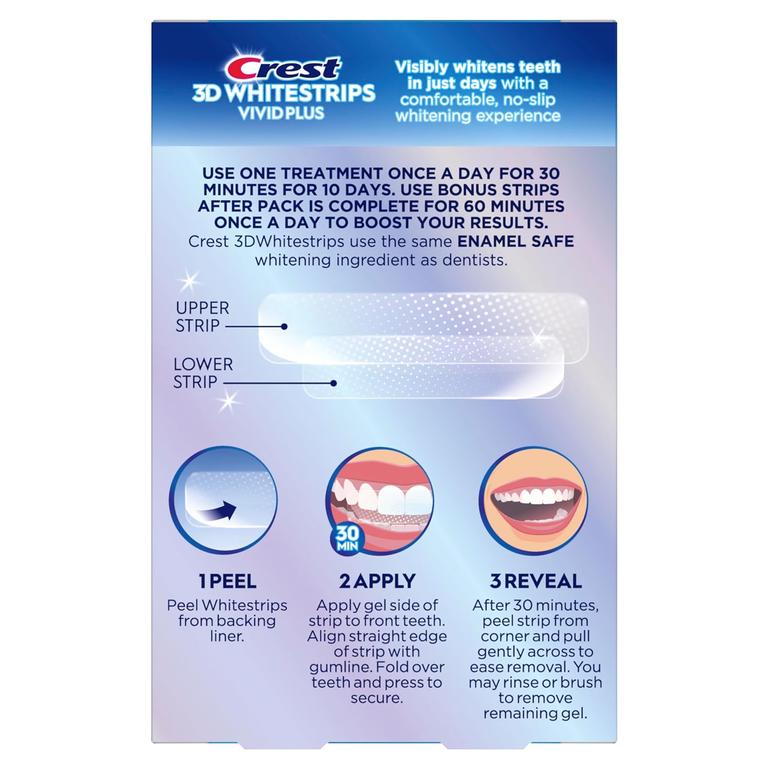 Crest 3D Whitestrips Vivid Plus, Teeth Whitening Strip Kit, 10 Treatme