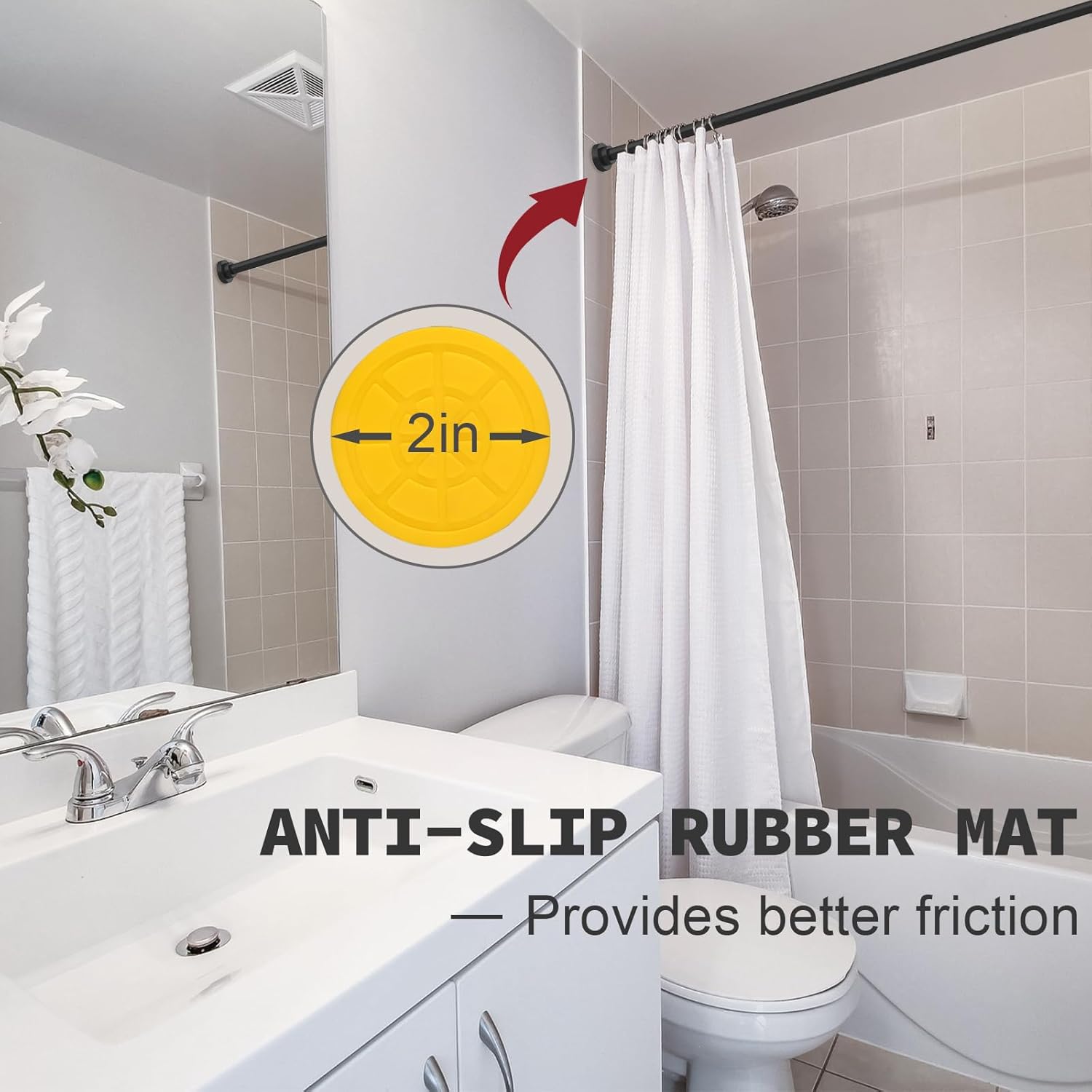 Shower Curtain Rod Adjustable 43-78 inch, 1"Diameter Spring Tension Cu