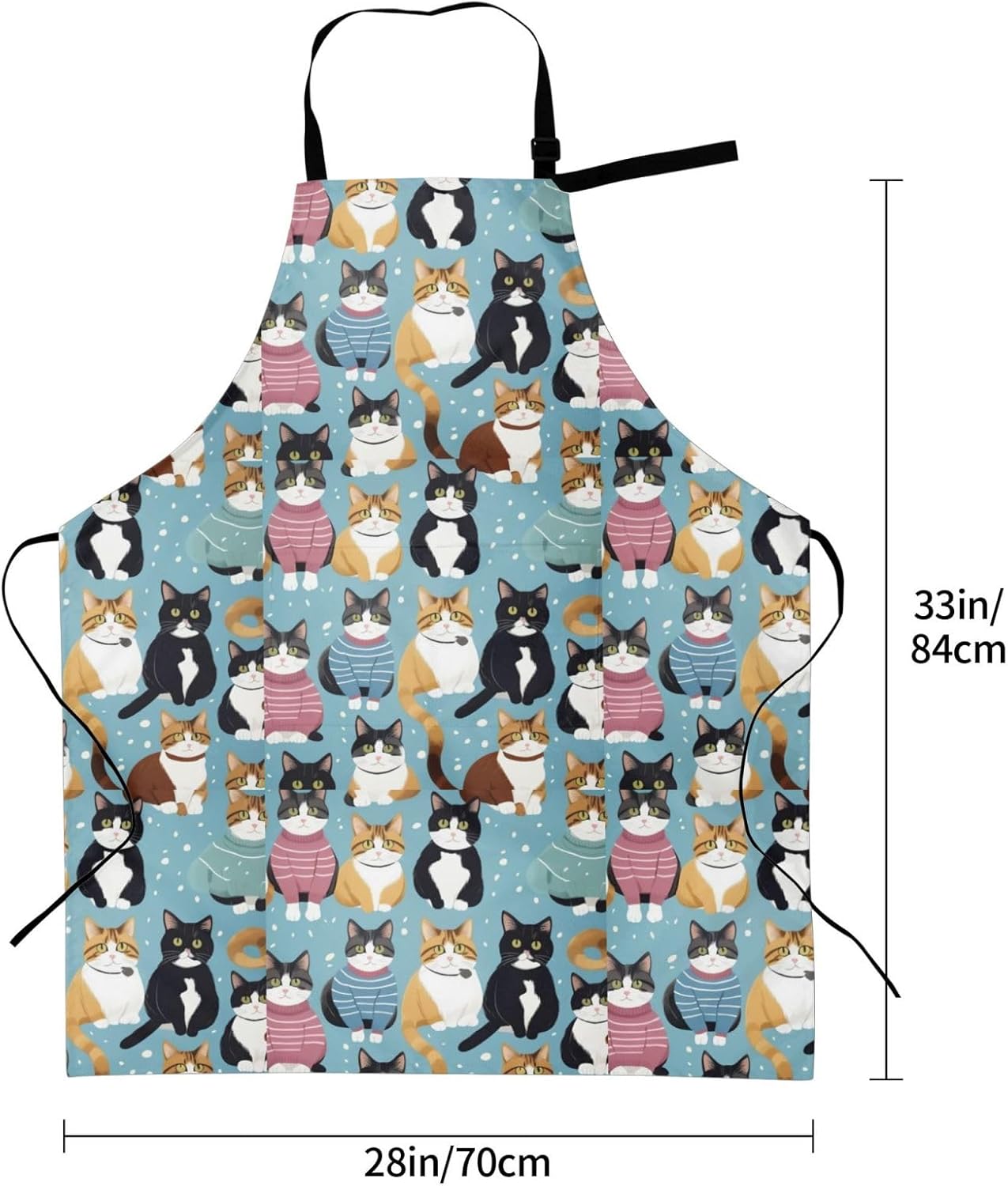 YANYU Cat Print Print 28x33 In Kitchen Apron Stylish Chef Apron with P
