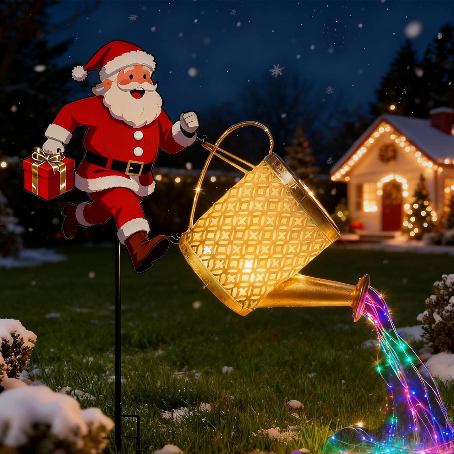 Christmas Santa Solar Kettles Lights - Solar Waterproof Decorative Christmas Decoration - Garden Ground Kettle Lamps - for Garden Pathway Driveway Patio Lawn Porch