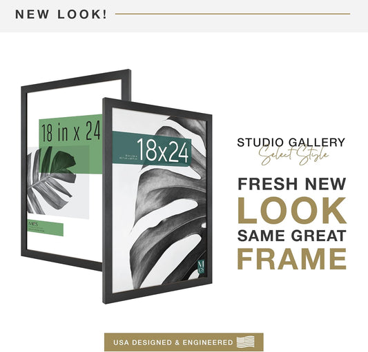 MCS Studio Gallery 18x24 Poster Frame Black Woodgrain Engineered Wood,