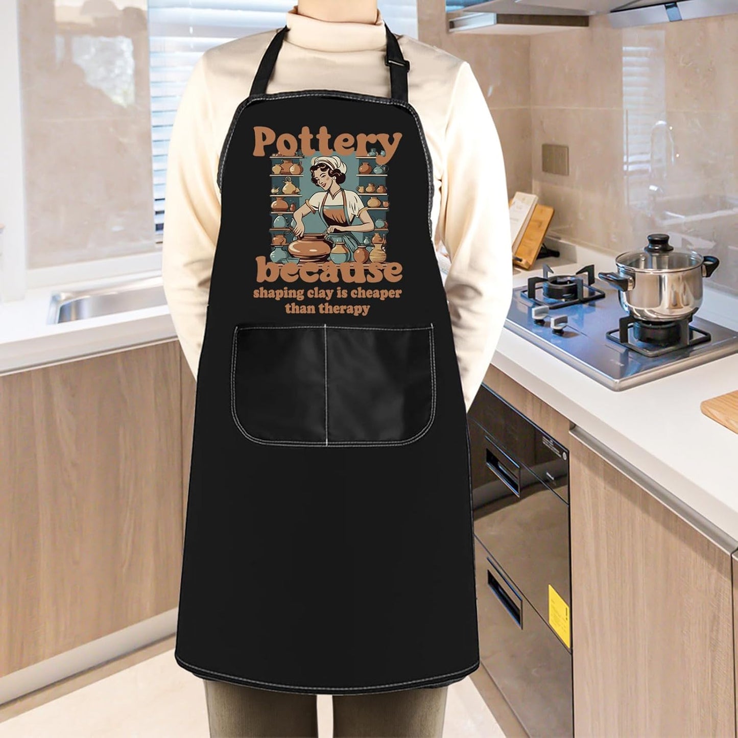 WCGXKO Pottery Gift Ceramic Artist Gift Funny Pottery Kitchen Apron Clay Maker Merch for Pottery Lover