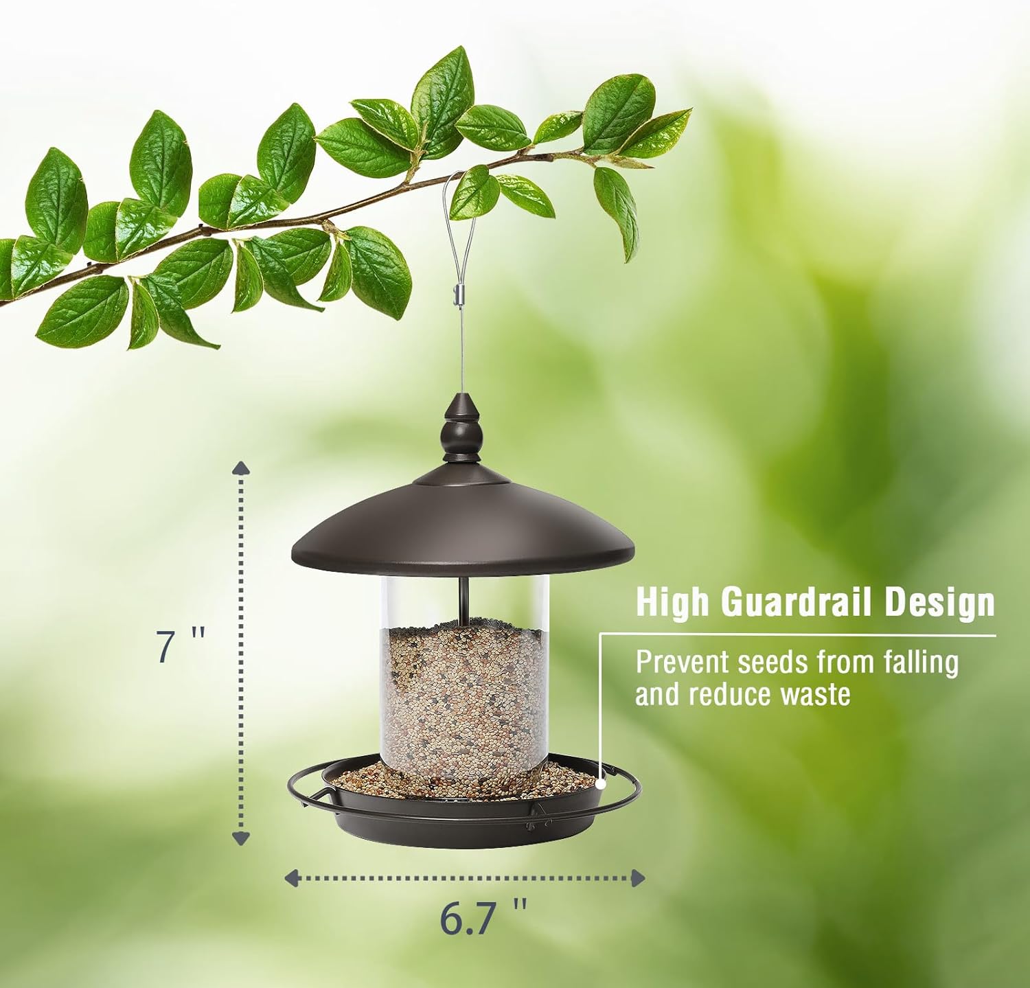 Metal Roof Bird Feeder - Chew Proof for Outdoor Hanging Wild Bird Seed