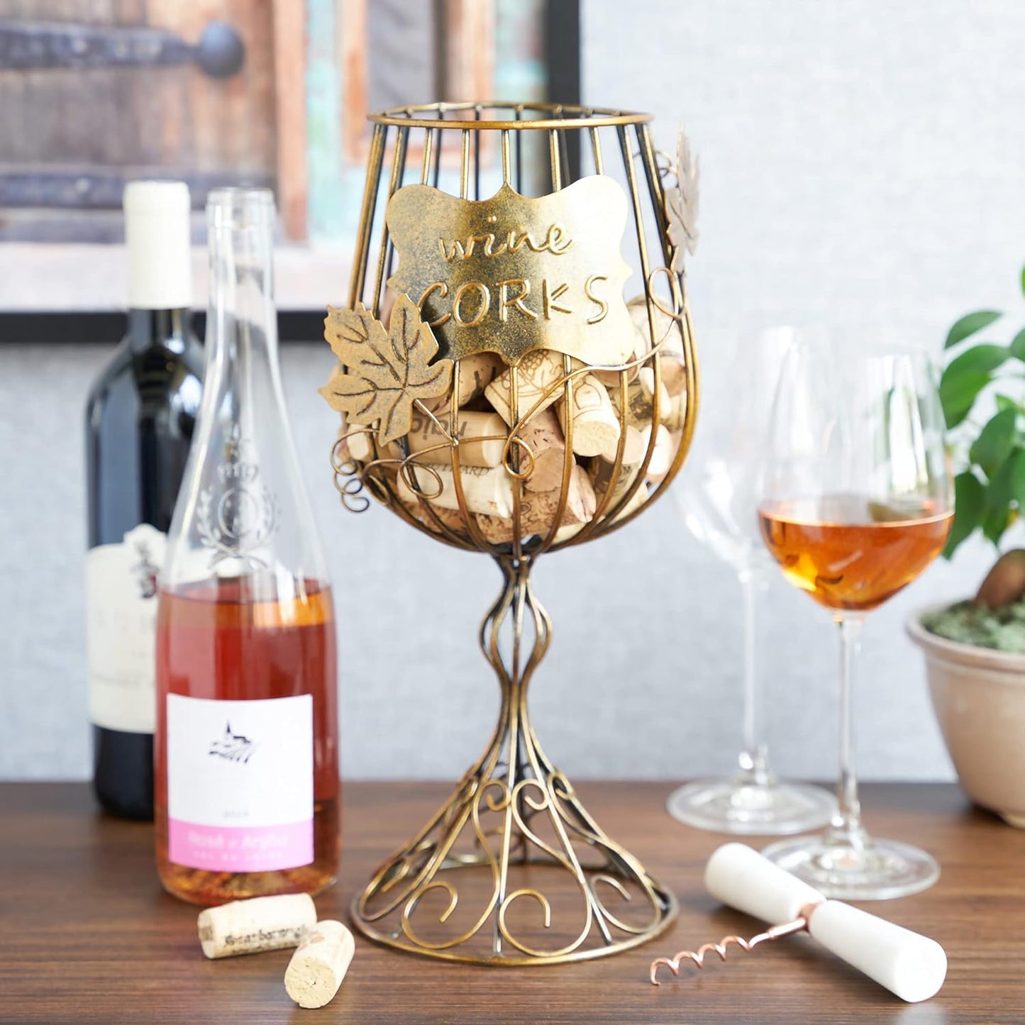 True Wine Glass Cork Holder, Decorative Wine Cork Storage and Decor, S