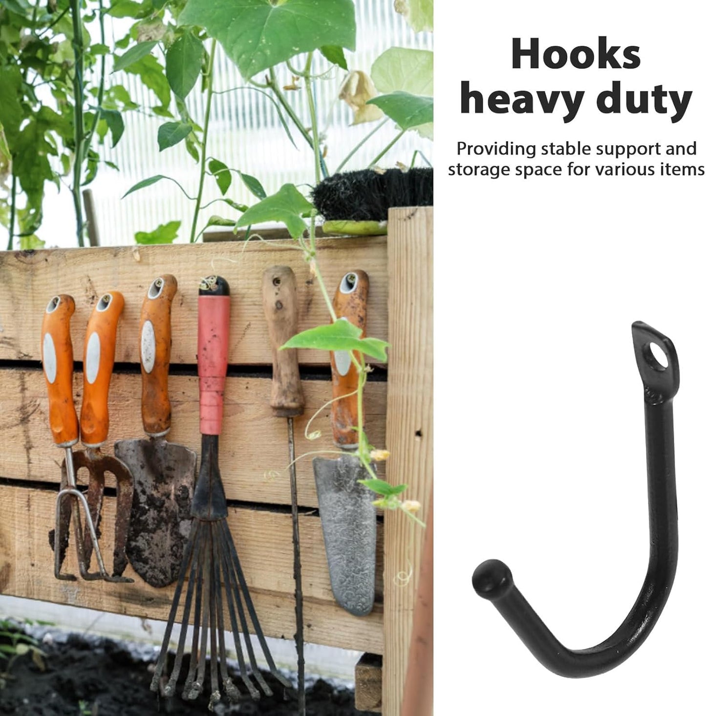 20pcs Heavy Duty Iron Hooks for Garage Tools Hanging, Wall Storage Org