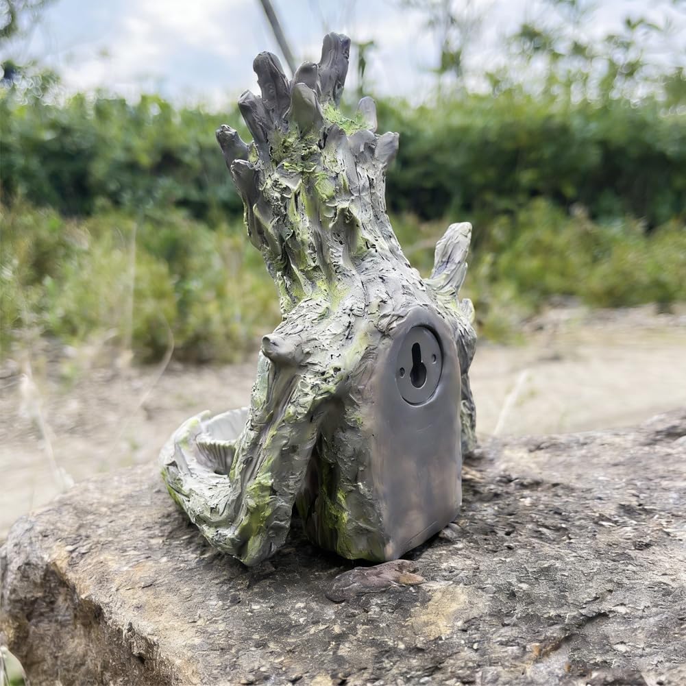 Tree Intergrted Bird Feeding, Outdoor Millennial Ancient Tree Bird Feeder, Tree-face Shaped Outdoor Bird Feeder with a Hidden Keyhole Hook, a Unique Garden and Patio Decoration, Ideal for Bird Lovers