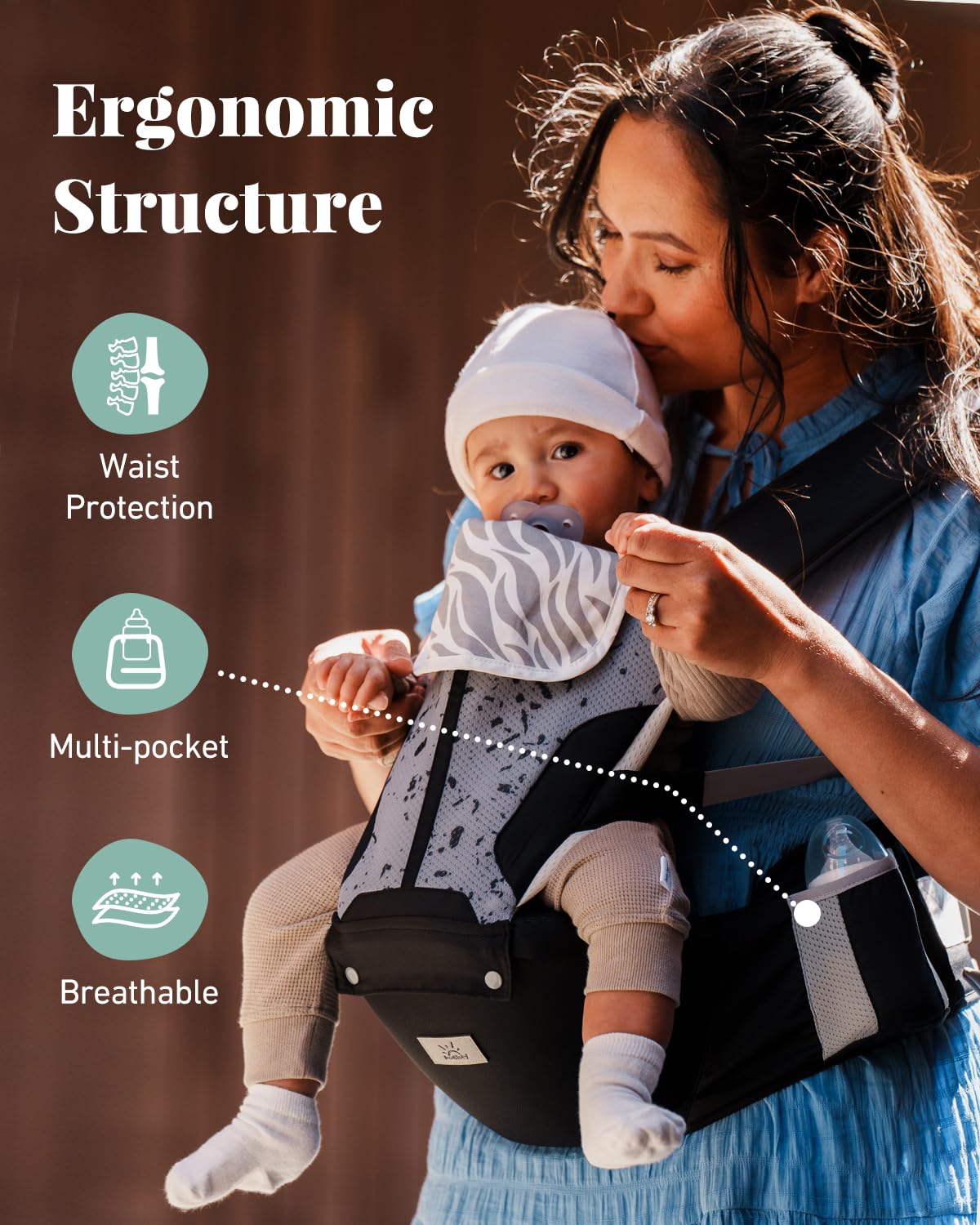 Baby Carrier, MOMTORY Safety-Certified 6-in-1 Baby Carrier Newborn to 